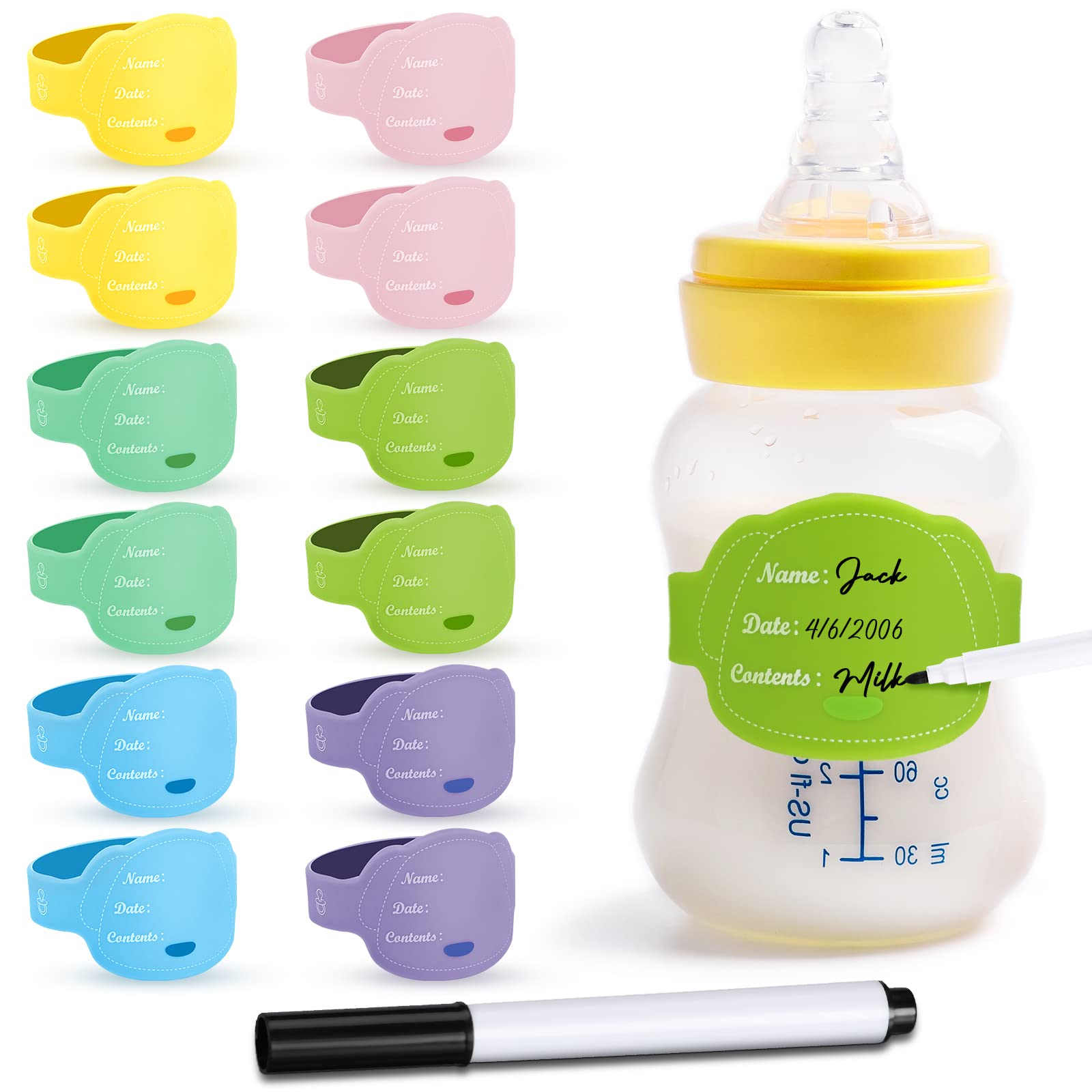 Personalized Water Bottle Name Bands Custom Baby Bottle Labels for Daycare  School Resilient Silicone Engraved Colorfast Reusable Labels