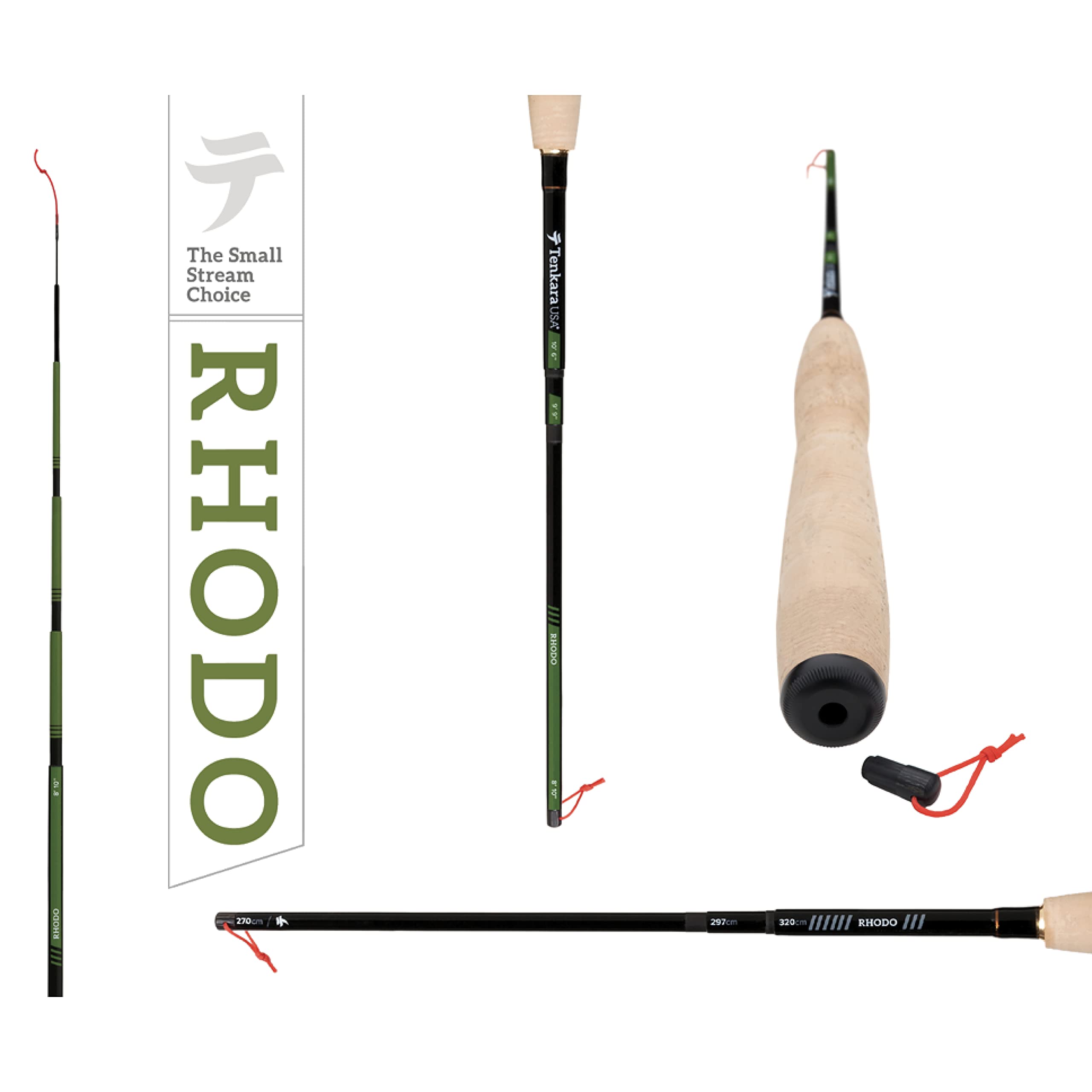 Tenkara USA Fly Fishing Rhodo Rod, for Small Streams - Carbon Fiber,  Lightweight, Telescopic, Adjustable, 3 Multi-Lengths (8'10/ 9'9/ 10'6)