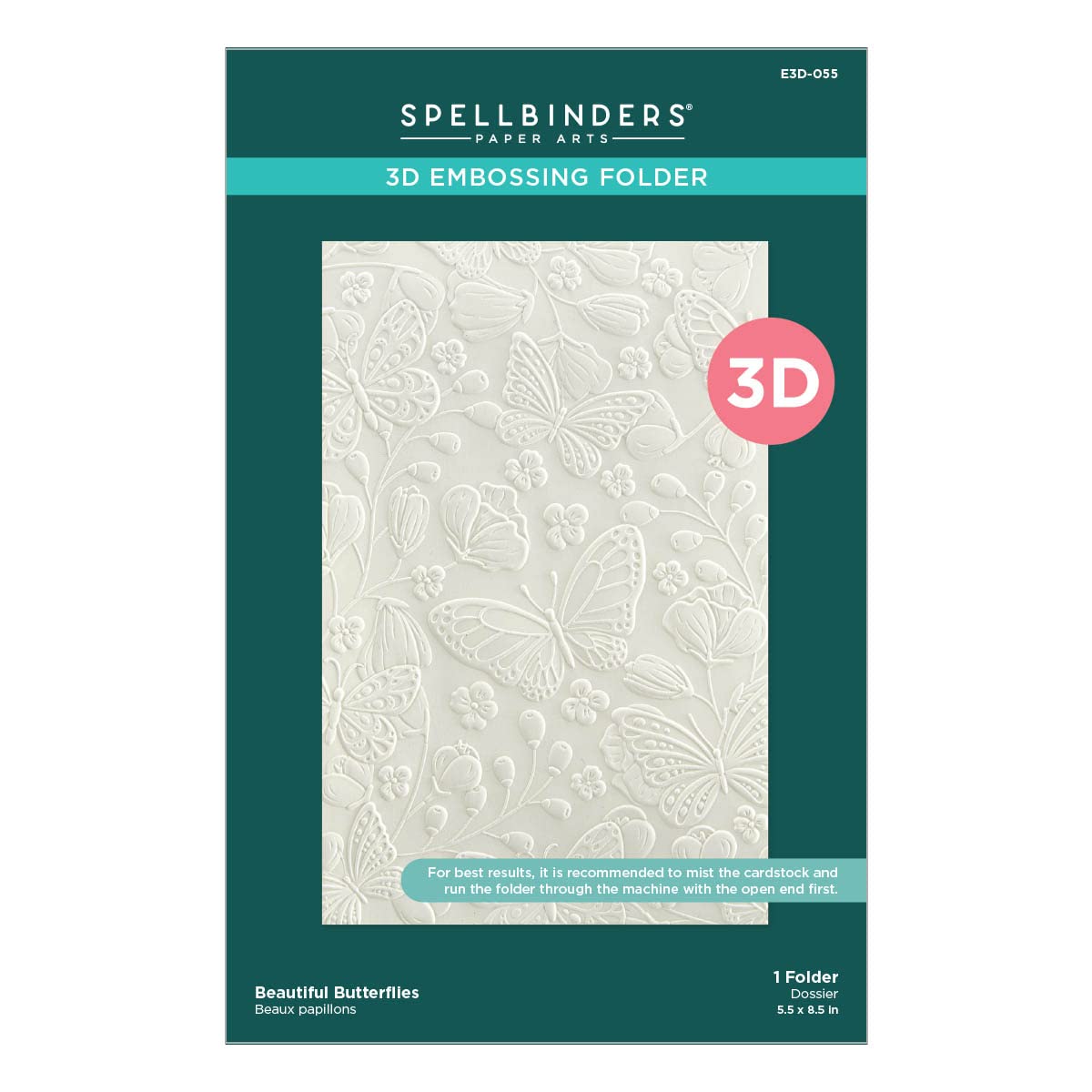 Spellbinders Beautiful Butterflies 3D Embossing Folder Clear