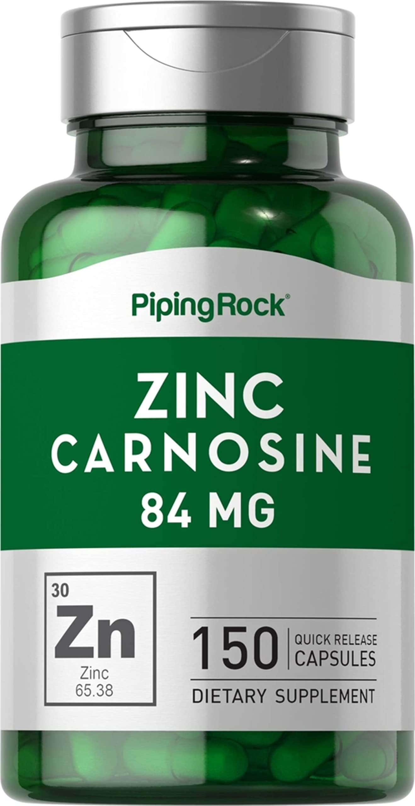 Zinc Carnosine Supplement 84 mg 150 Capsules NonGMO Gluten Free