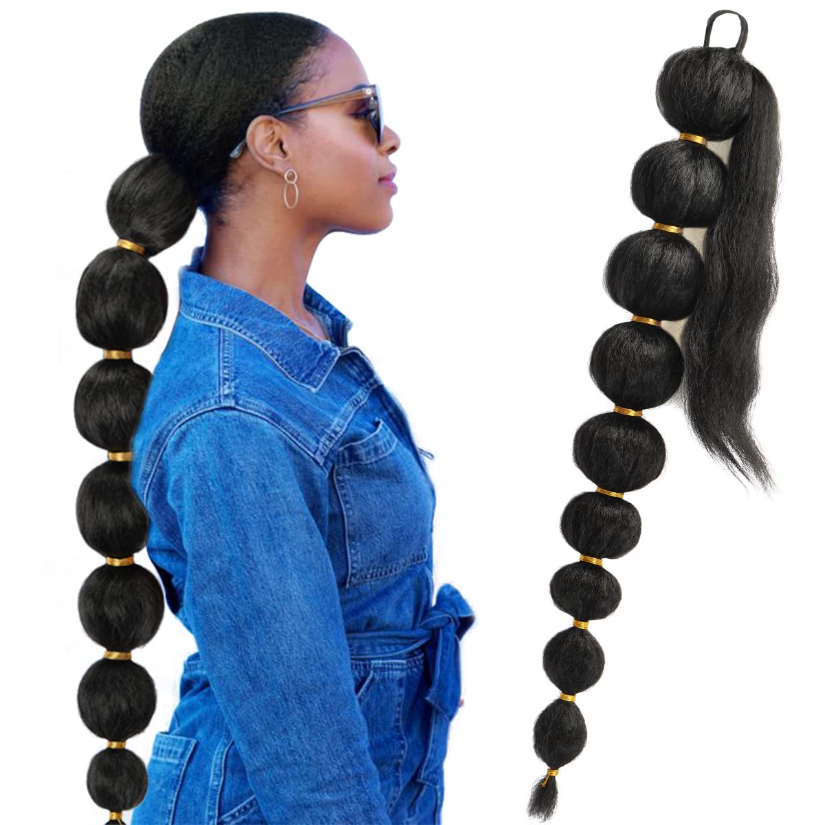 Long Bubble Ponytail Extension for Black Women 34Inch Pony Tail Extension  Afro Puff Ponytail Extension Protective Style Black Ponytail Hair Extensions  Kinky Straight Lantern Ponytail Wrap Around Ponytail With Hair Tie 15
