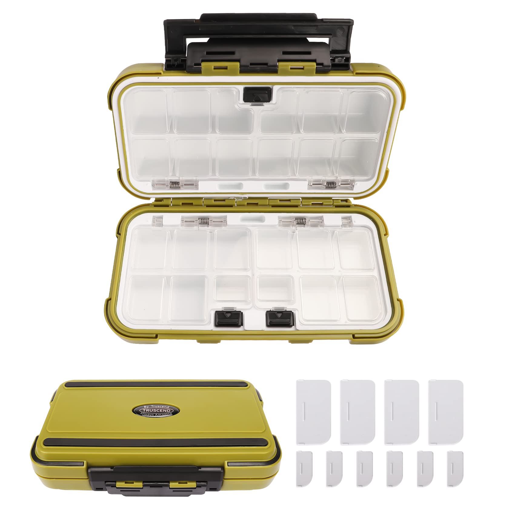 Small Fishing Tackle Box, Portable Fishing Containers Tackle Box with  Adjustable Dividers, green