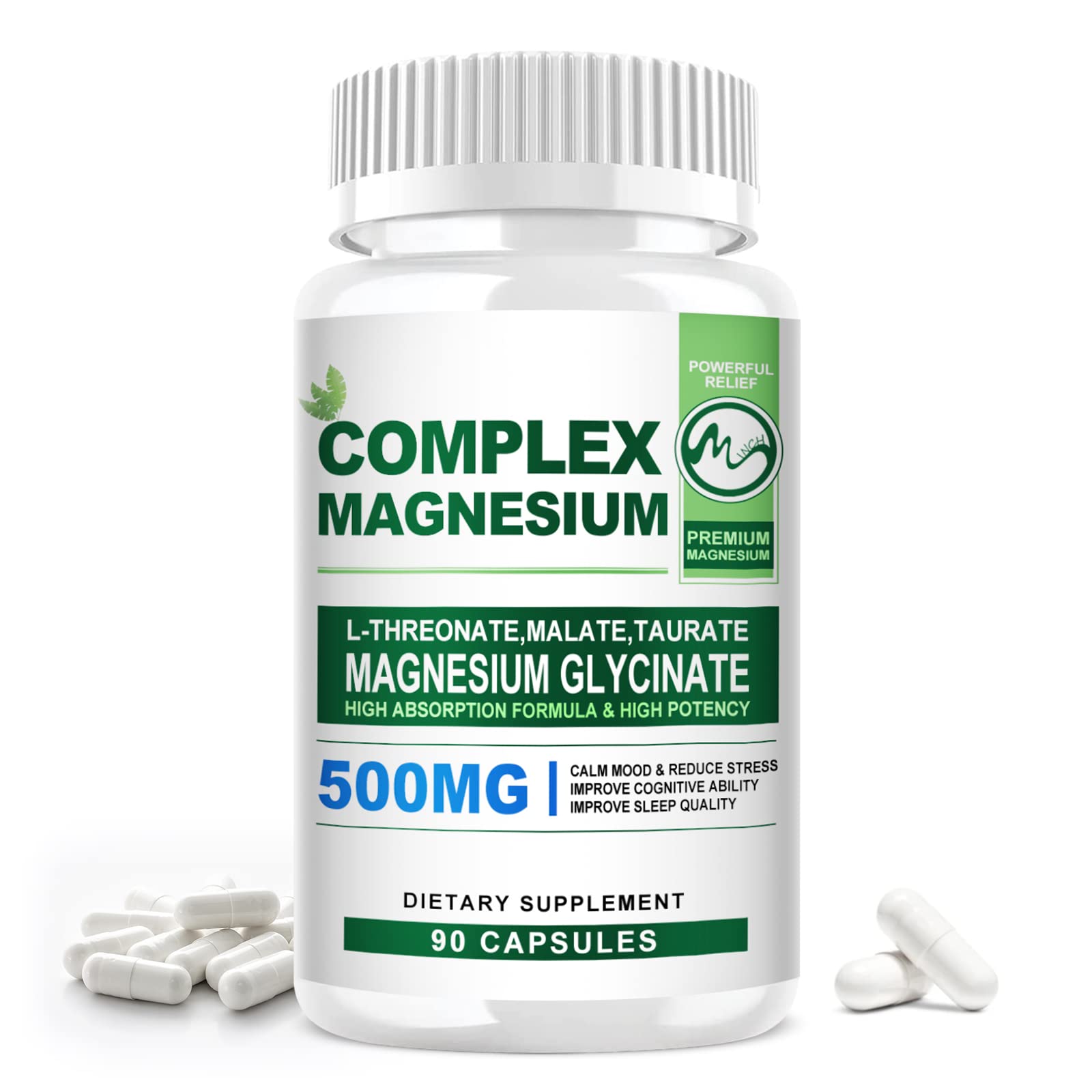 Magnesium Complex Capsules 500MG Blend with Magnesium Glycinate L ...