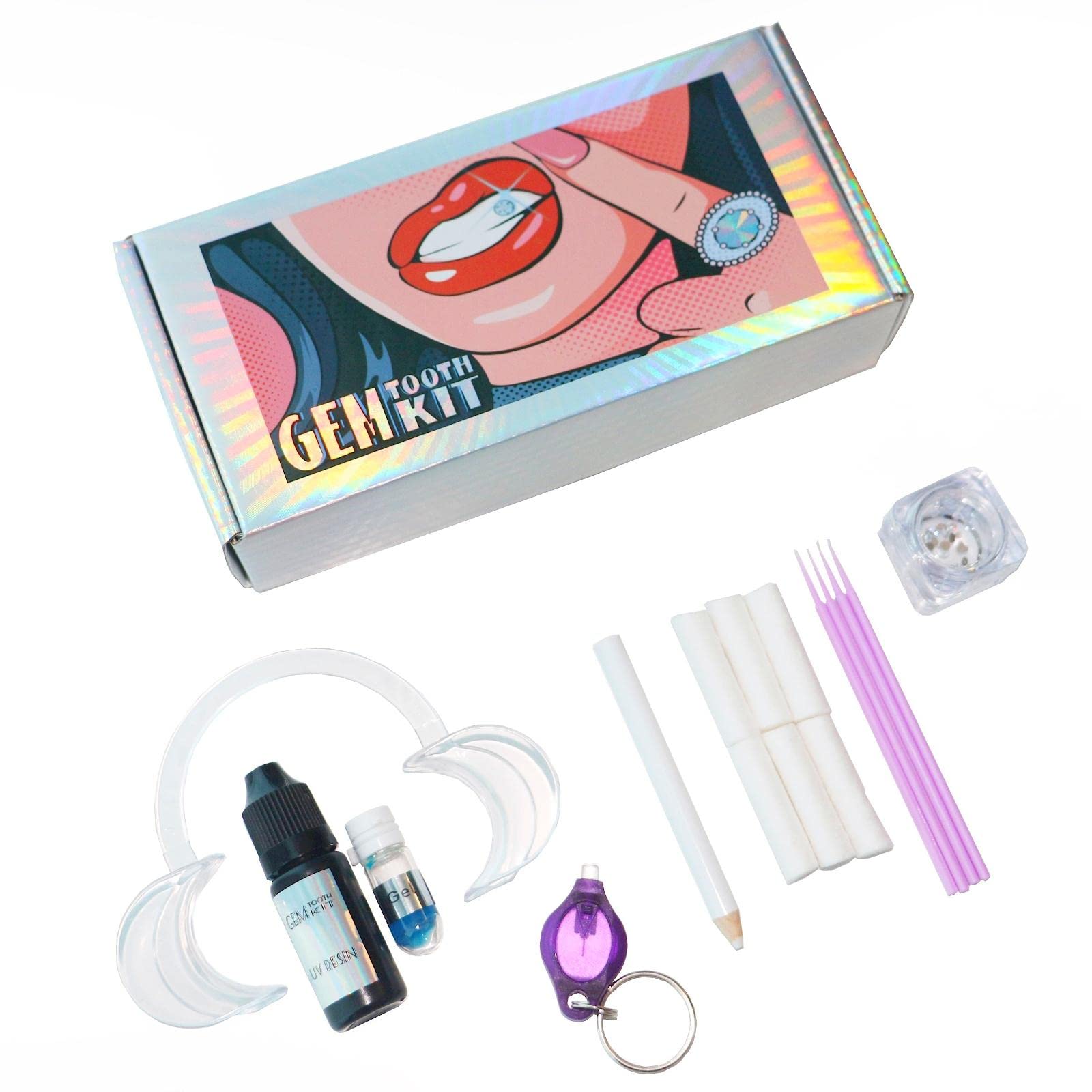 Tooth Gems Kit,Tooth Crystal Set With Curing Lamp And Glue, 20 Piece  Crystal Jewelry Starter Set,A 