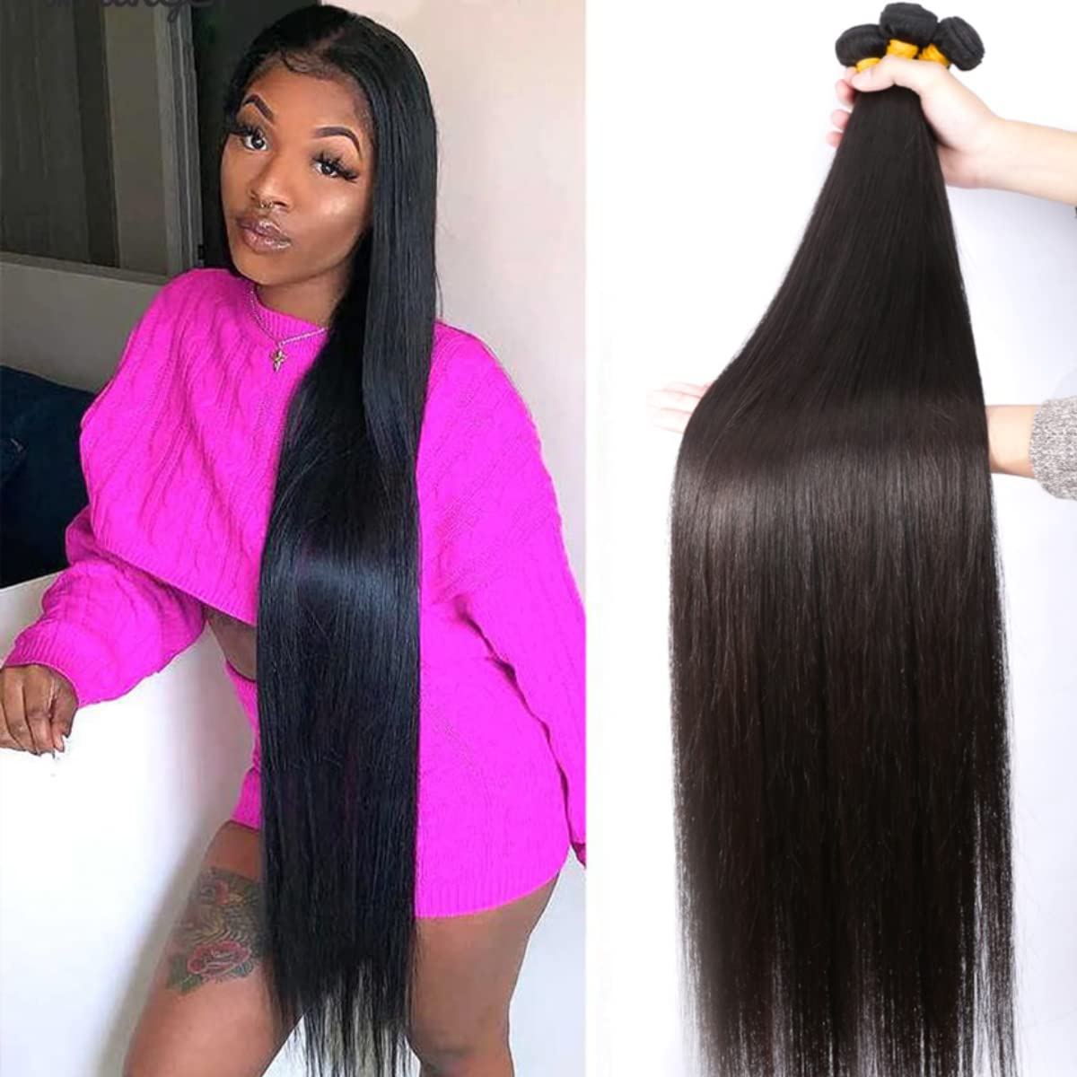 Msgem 40 inches Brazilian Straigh Hair 1 Bundle 10A Virgin