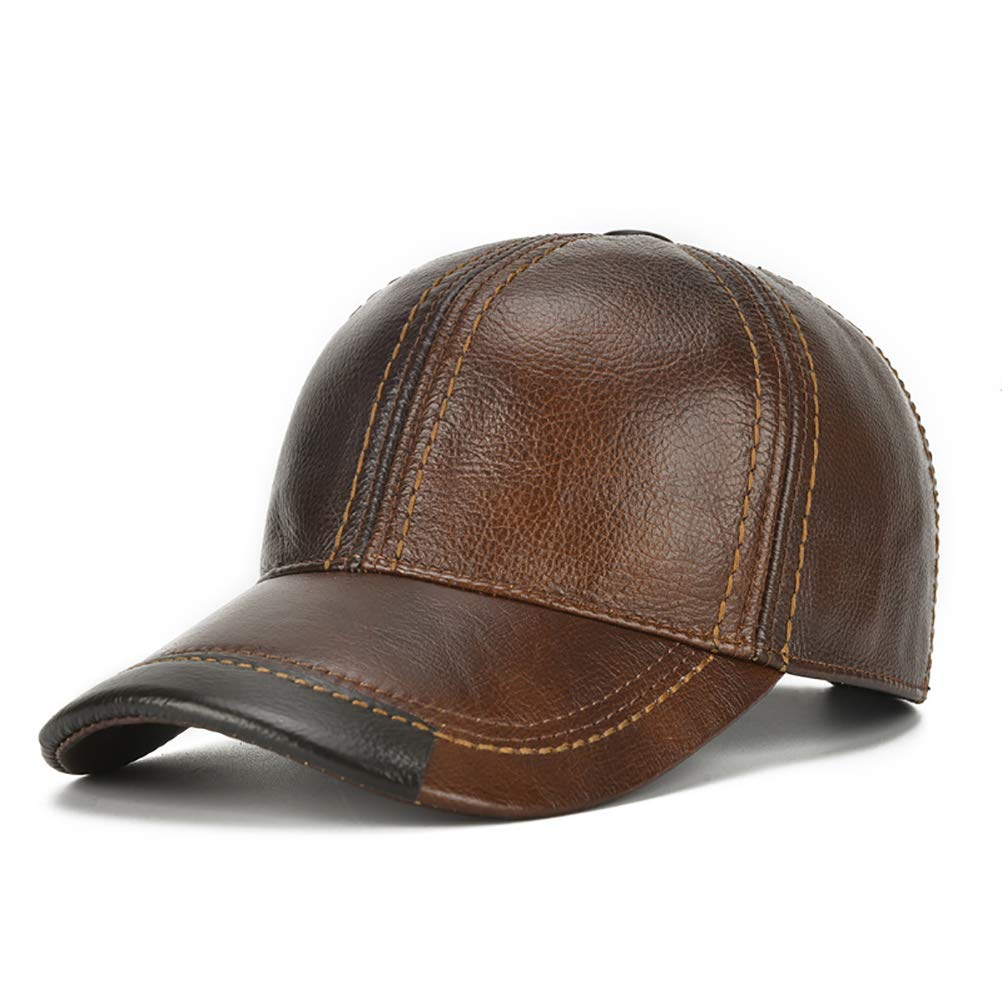 Buy Gudessly Genuine Leather Mens Baseball Cap Outdoor Adjustable Real  Leather Driving Cap Without Earmuffs at .in