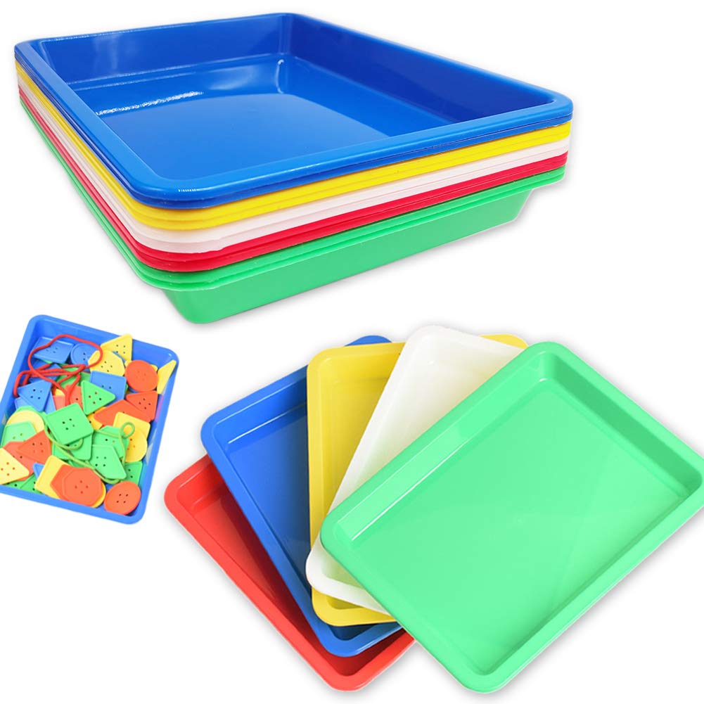 10 Pcs Multicolor Plastic Art Trays,Activity Plastic Tray,Serving Tray for Art and Crafts,Painting,Beads,Organizing Supply(5 Color)