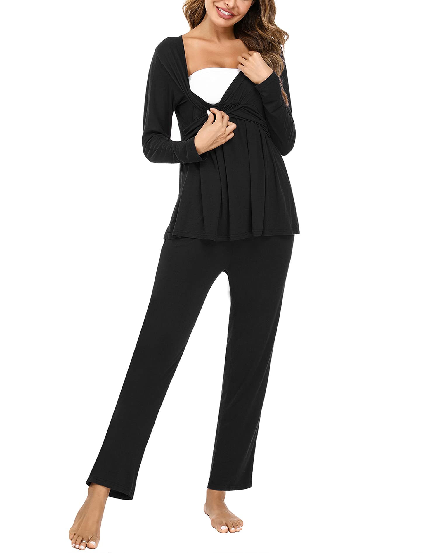 Litherday Women s Maternity Nursing Pyjamas Set Long Sleeved