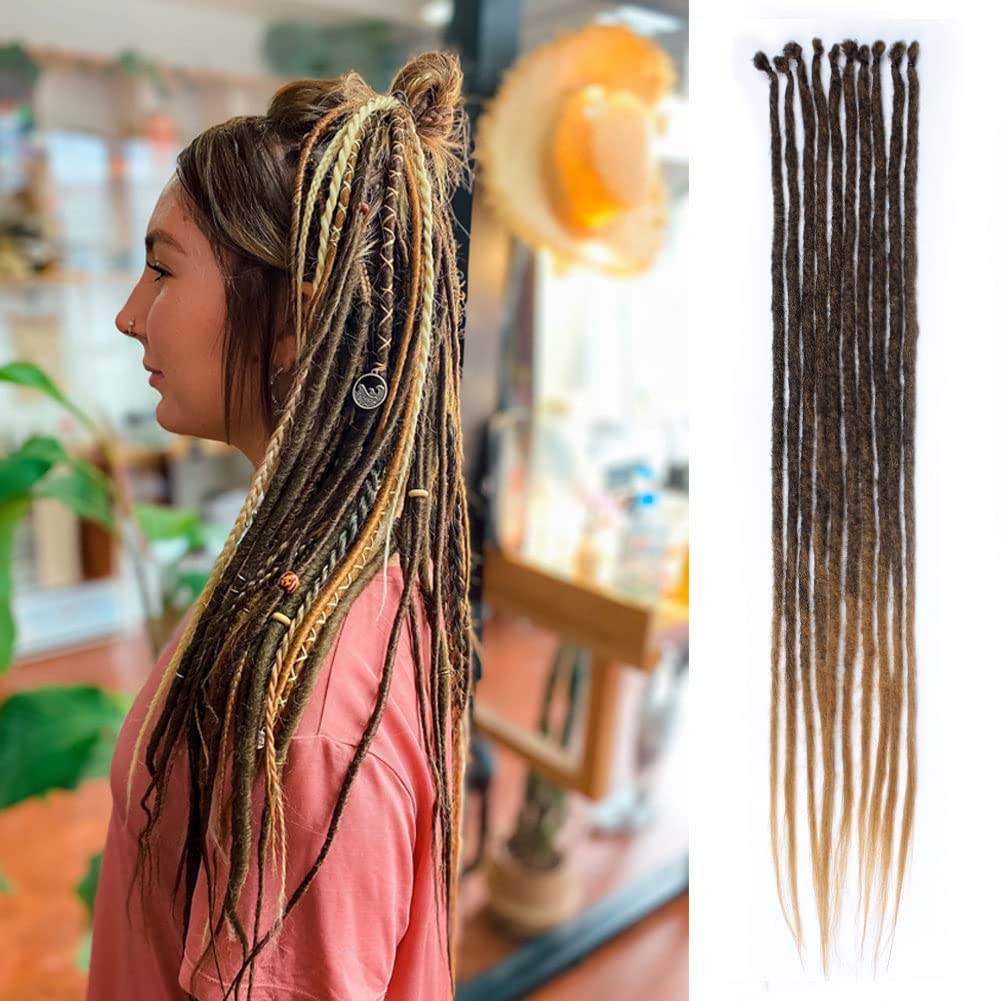 Kraler Double Ended Dreadlock Extensions 18 inch de Synthetic Dreads Extensions, Light Brown to Blonde / 10 / 18