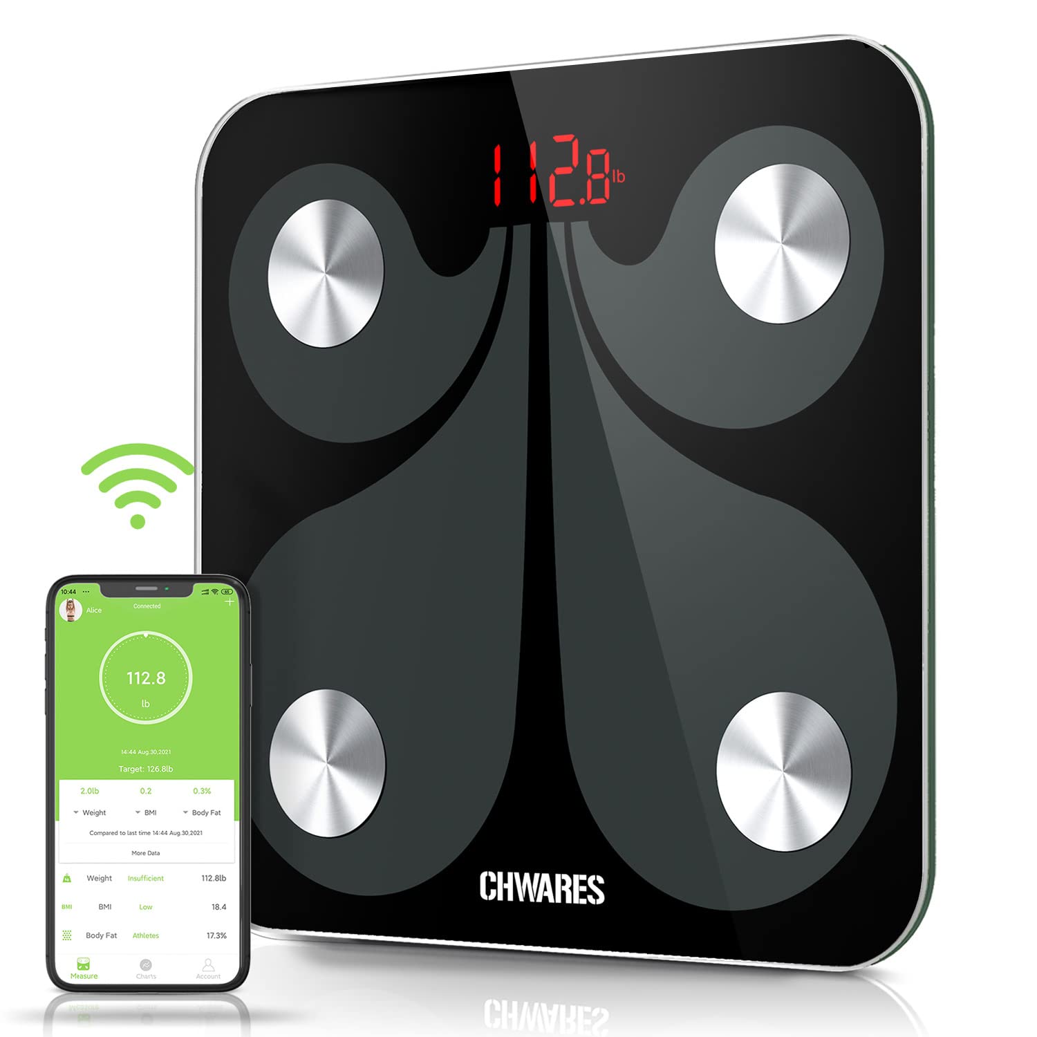  Scale for Body Weight, Bveiugn Digital Bathroom Smart Scale LED  Display, 13 Body Composition Analyzer Sync Weight Scale BMI Health Monitor  Sync Apps 400lbs - Black : Health & Household