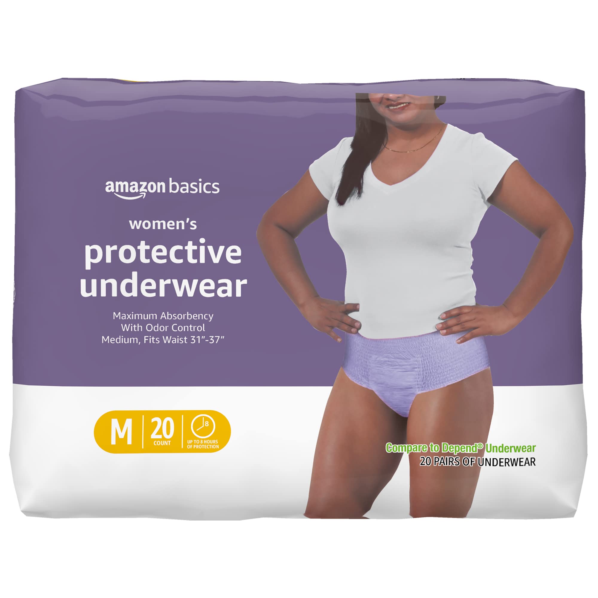 Basics Incontinence & Postpartum Underwear for Women, Maximum  Absorbency, Medium, 20 Count, 1 Pack (Previously Solimo)