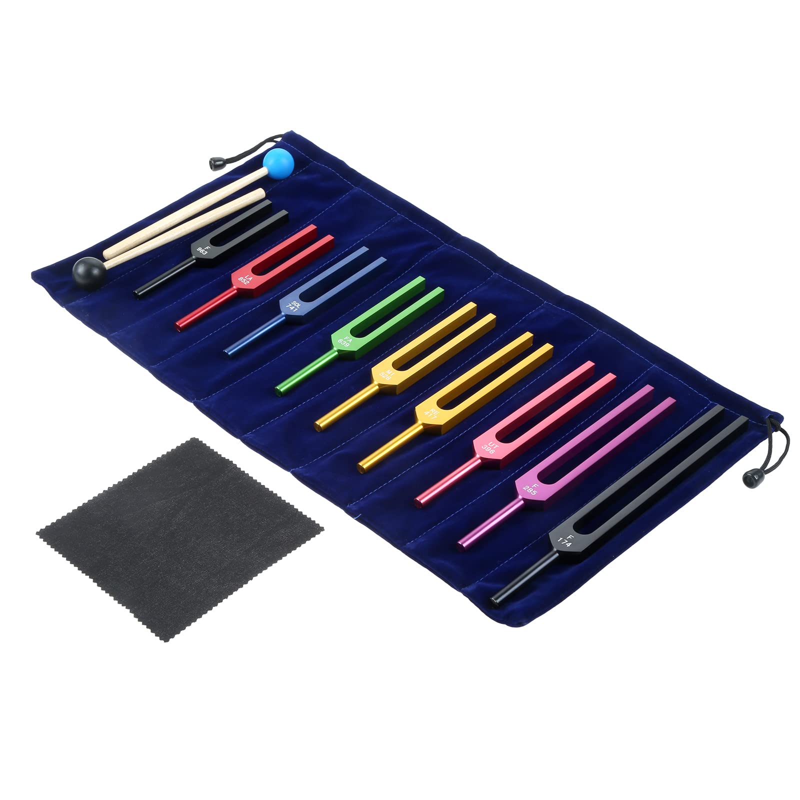Dreld 9 Solfeggio Tuning Forks Kit Healing Forks with Silicone Hammer and  Bag for DNA Repair Healing Sound Therapy Perfect Healing Musical Instrument  Balancing Healers (Colorful)