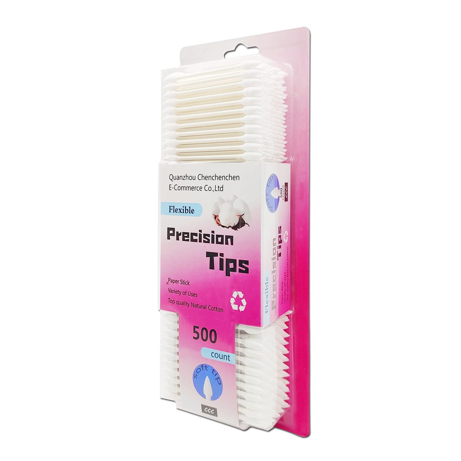 500 Pieces Precision Tips Double Pointed Cotton Swabs with Paper Stick 