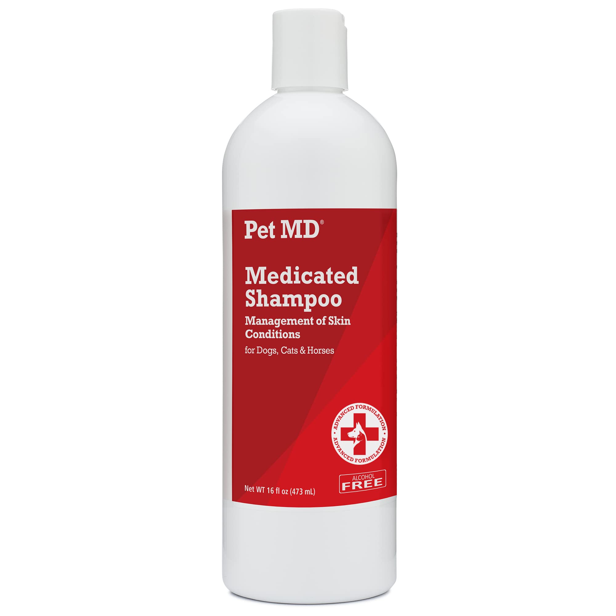 Pet MD Medicated Shampoo for Dogs Cats Horses Chlorhexidine Ketoconazole 16 Oz Soap Paraben Free