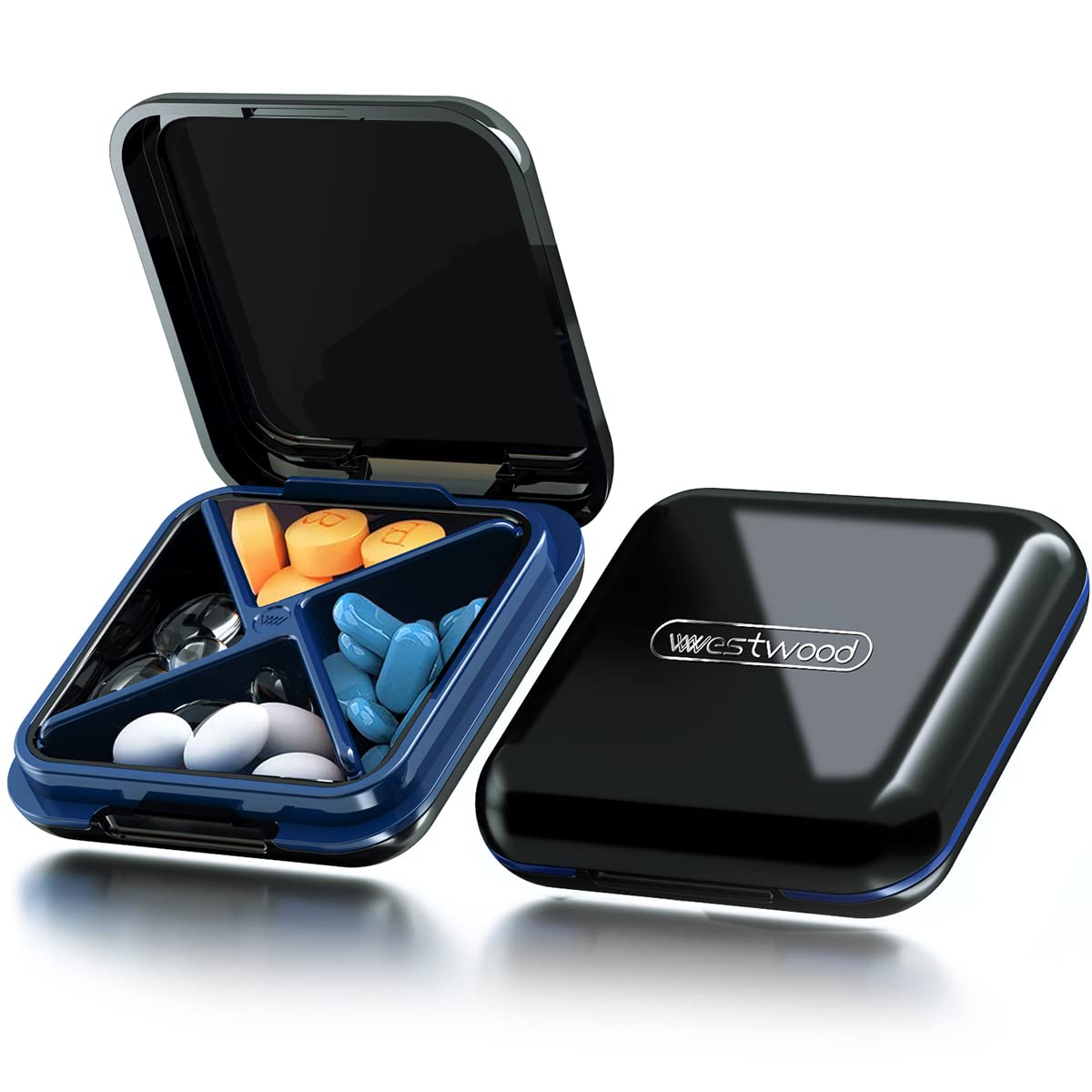 Small Pill Case, Cute Pill Box - Acedada Travel Daily Pill Organizer,  Portable Pretty Pill Container for Purse Pocket, Compact Medicine Holder  for Vitamins, Fish Oils, Supplements, Green