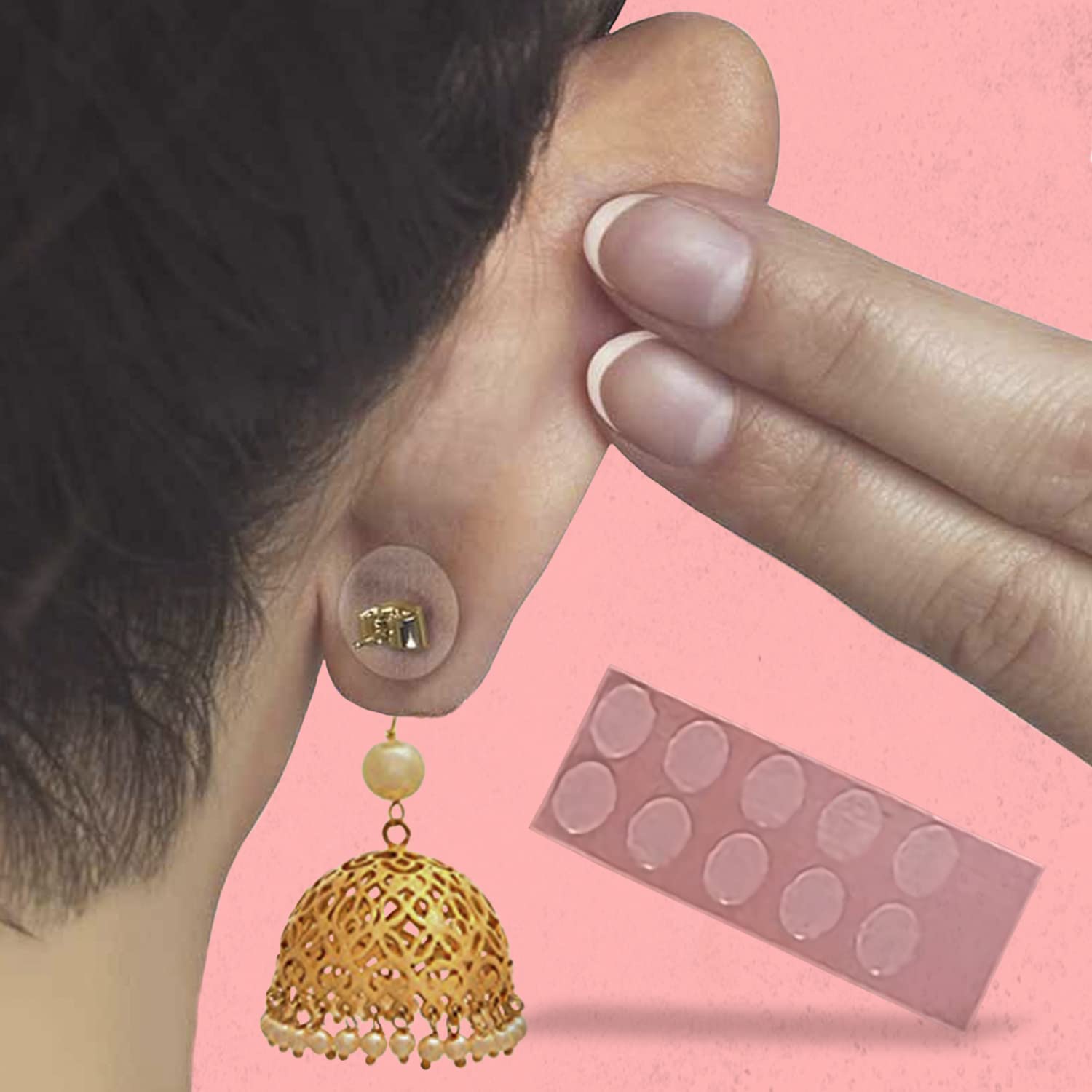 Invisible Earring Ear Lobe Support Waterproof Patches Stretched Tape, 4  Pack