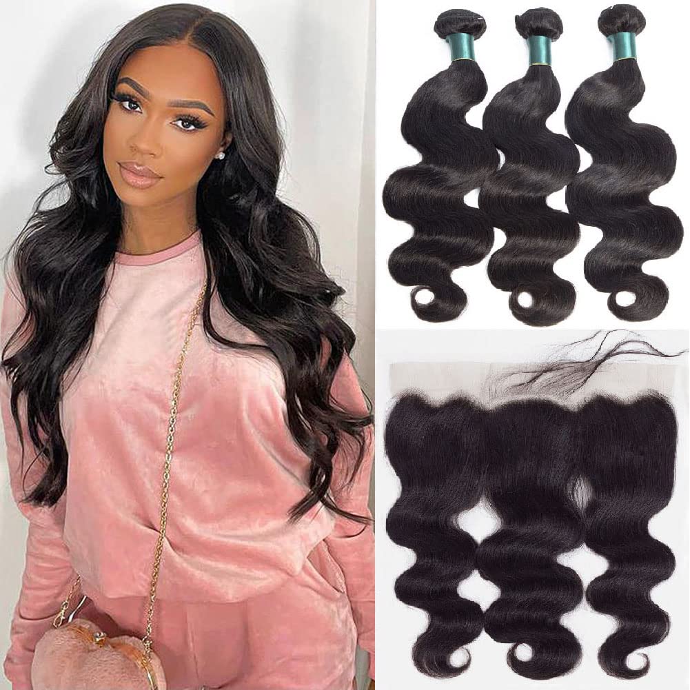 Human hair bundles with frontal clearance closure