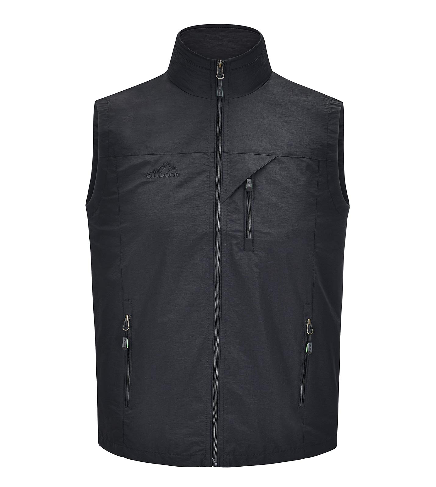 Men Lightweight Fishing Vest Full Zip Stand Collar Quick Dry Work Travel  Vest Windproof Sleeveless Jacket for Hiking Golf