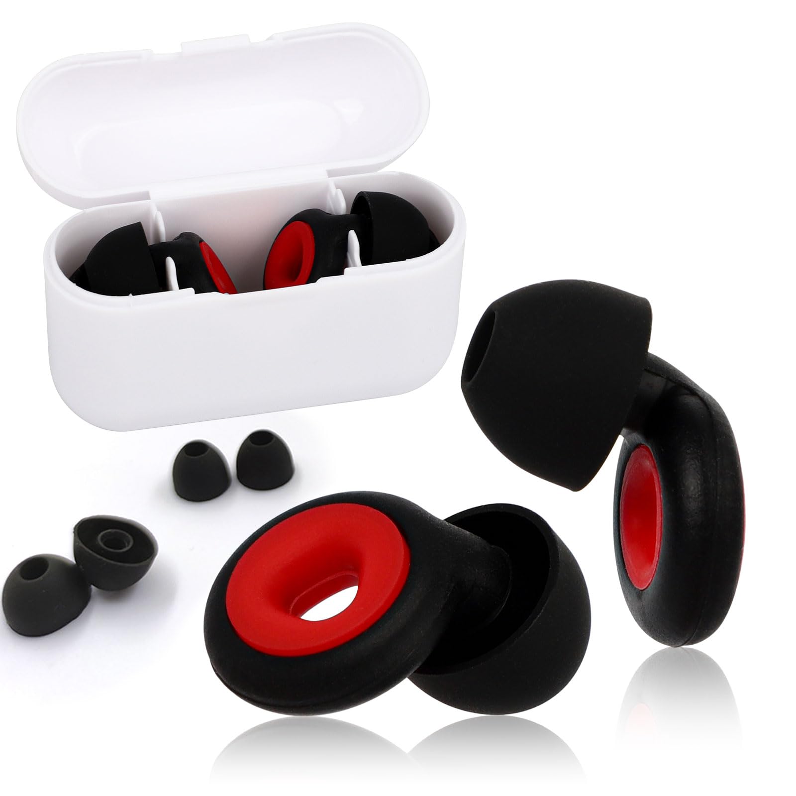 Ear Plugs Noise Cancelling Ear Plugs for Sleeping Swimming Studying Working  Concert Ear Plugs with 3-Layer Noise Reduction (Black+White)