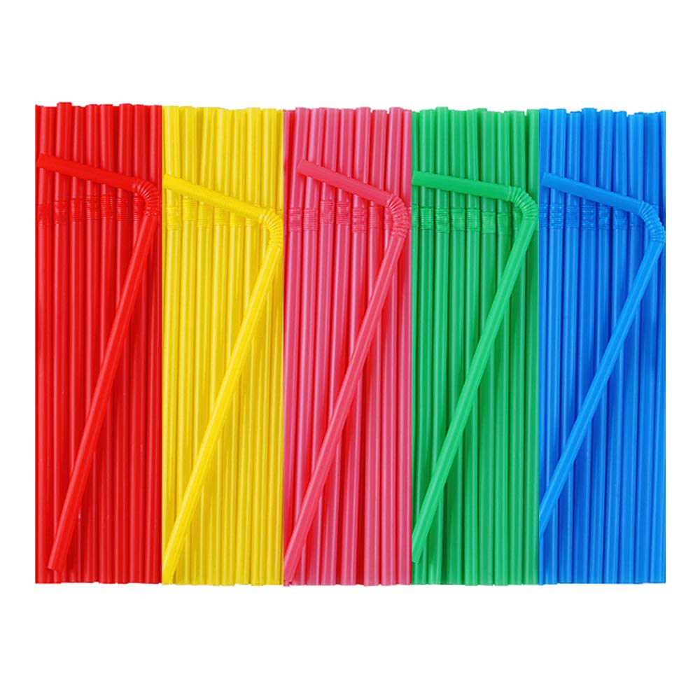 Flexible Plastic Drinking Straws, Hot Pink, 50ct 