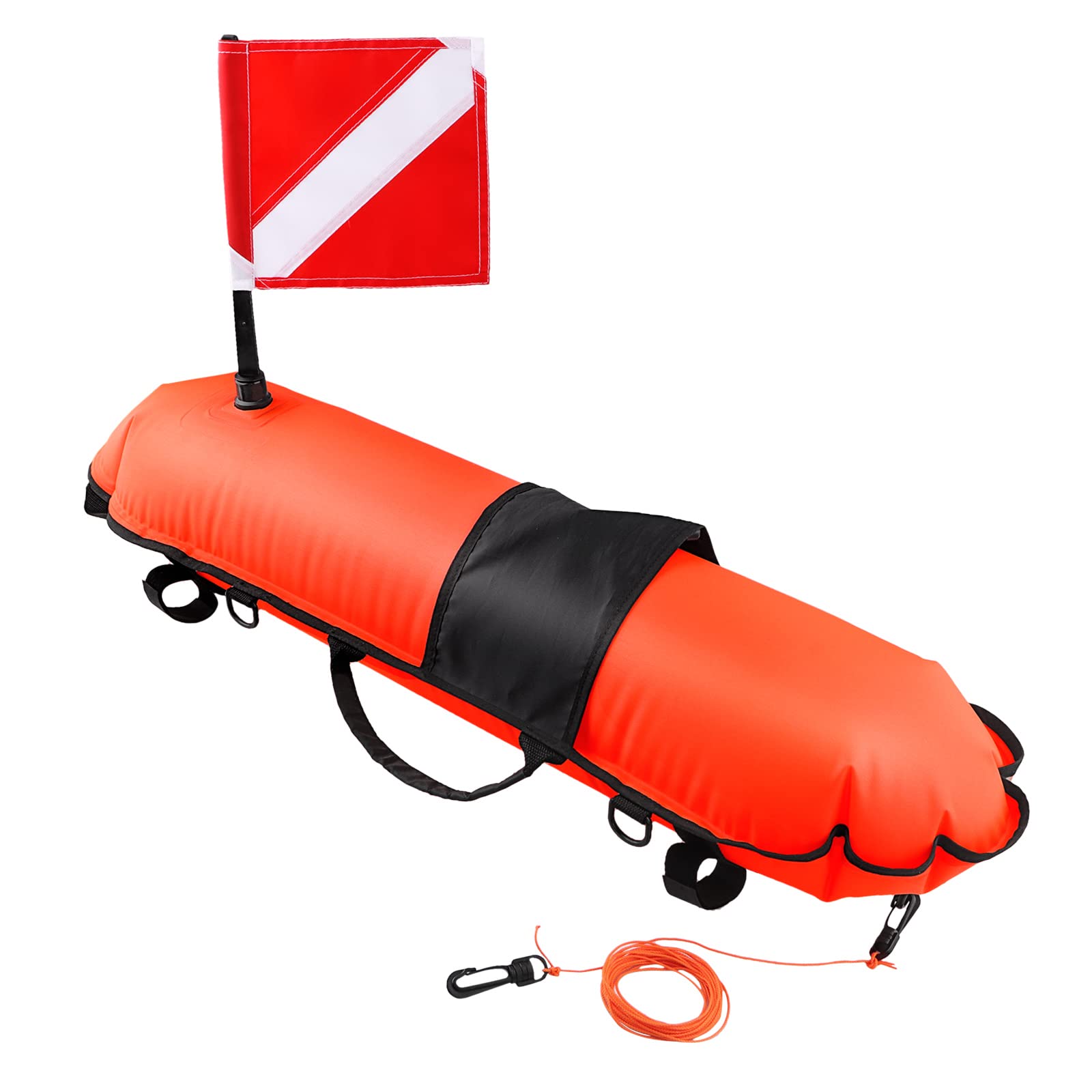 Owekfifv Safety Inflatable Scuba Diving Float Marker Buoy with Diver Down  Flag and 75ft Line for