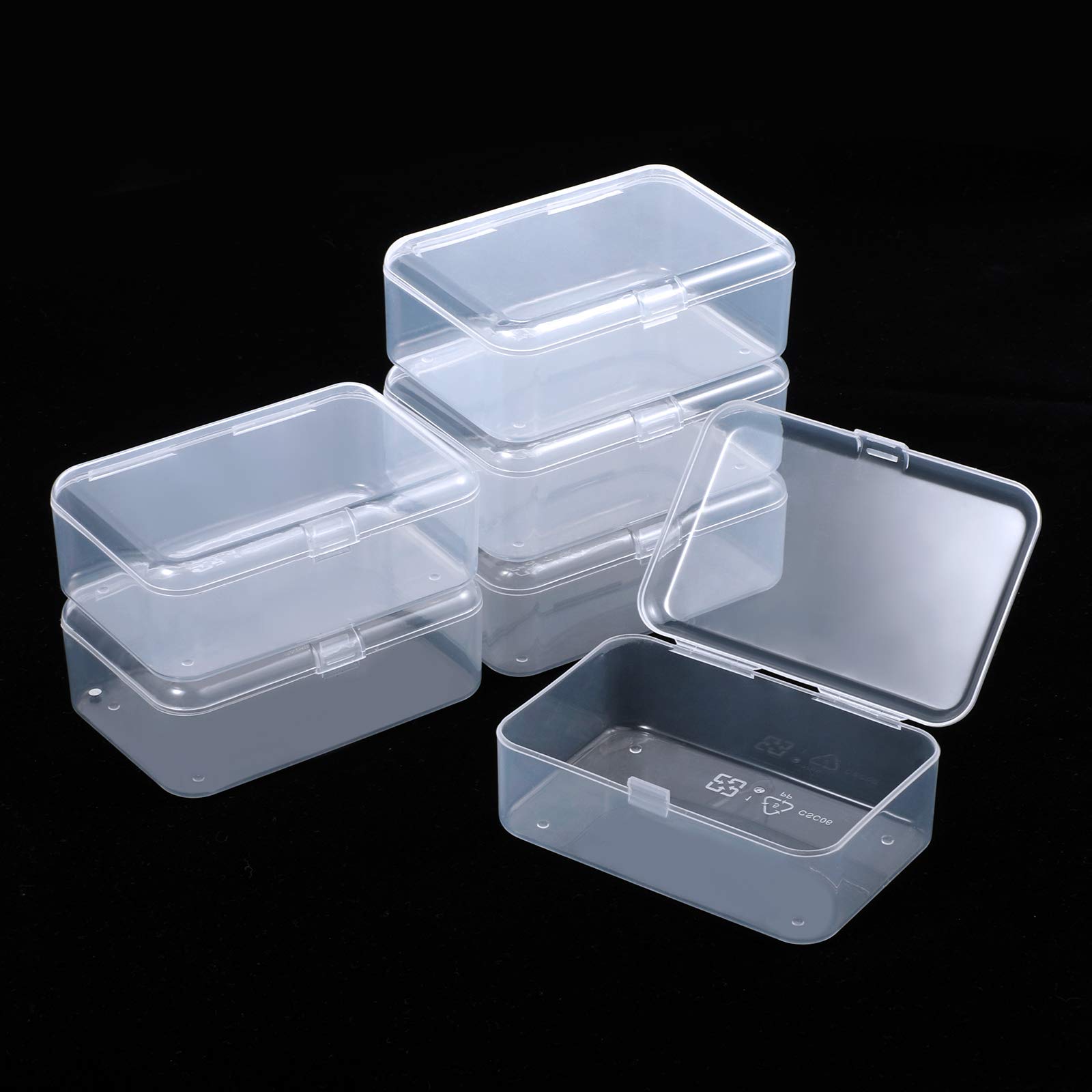 ISKYBOB 6 Packs Small Plastic Storage Containers, Clear Rectangle Bead  Organizer Case with Lids for Crayons