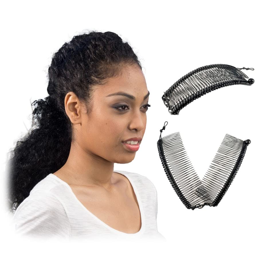  HairZing Stretchy Banana Hair Clip - Sturdy Hold, No Damage,  Creases or Pain (Large, Silver) : Beauty & Personal Care