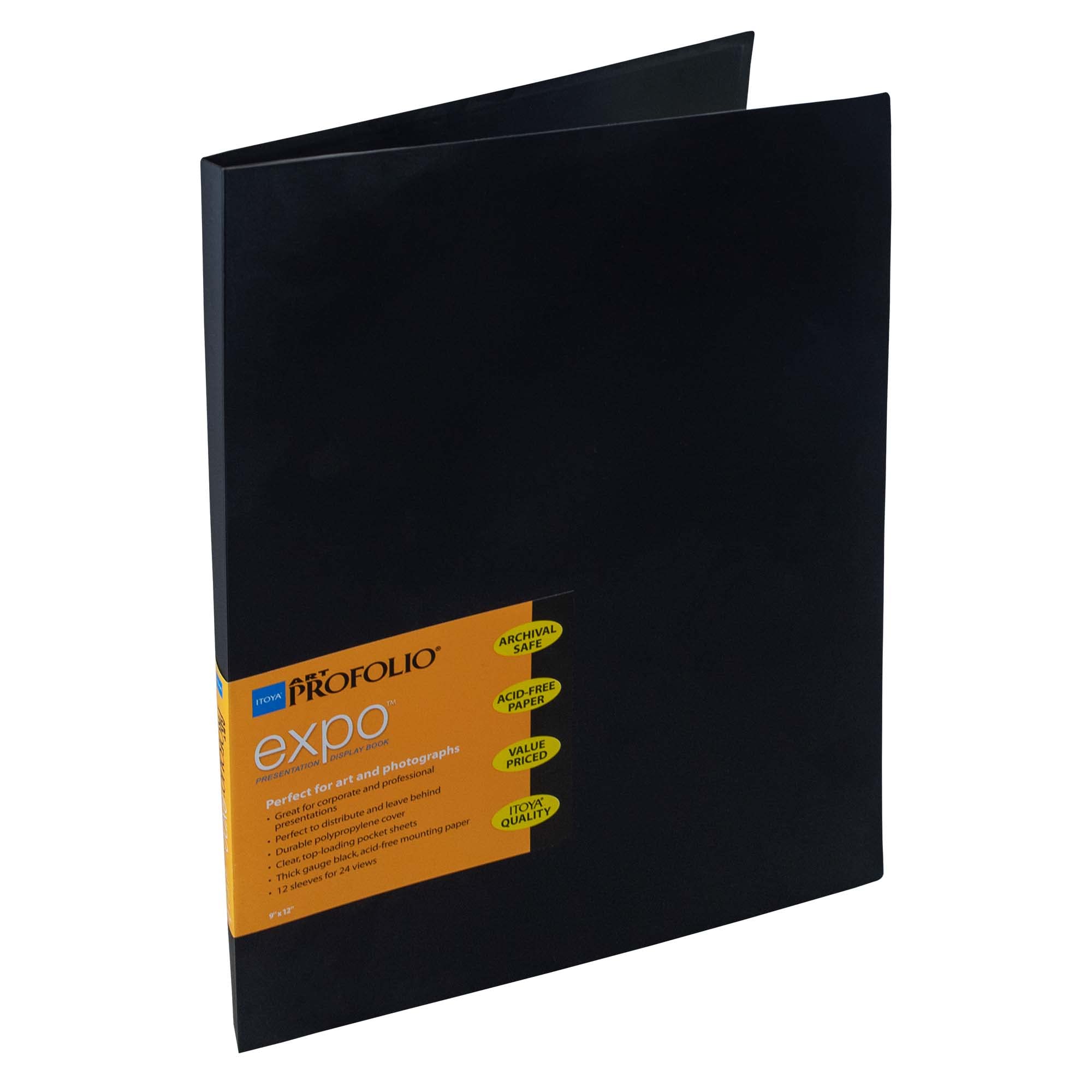 Art Portfolio Presentation Display Book, 6-pocket, Black