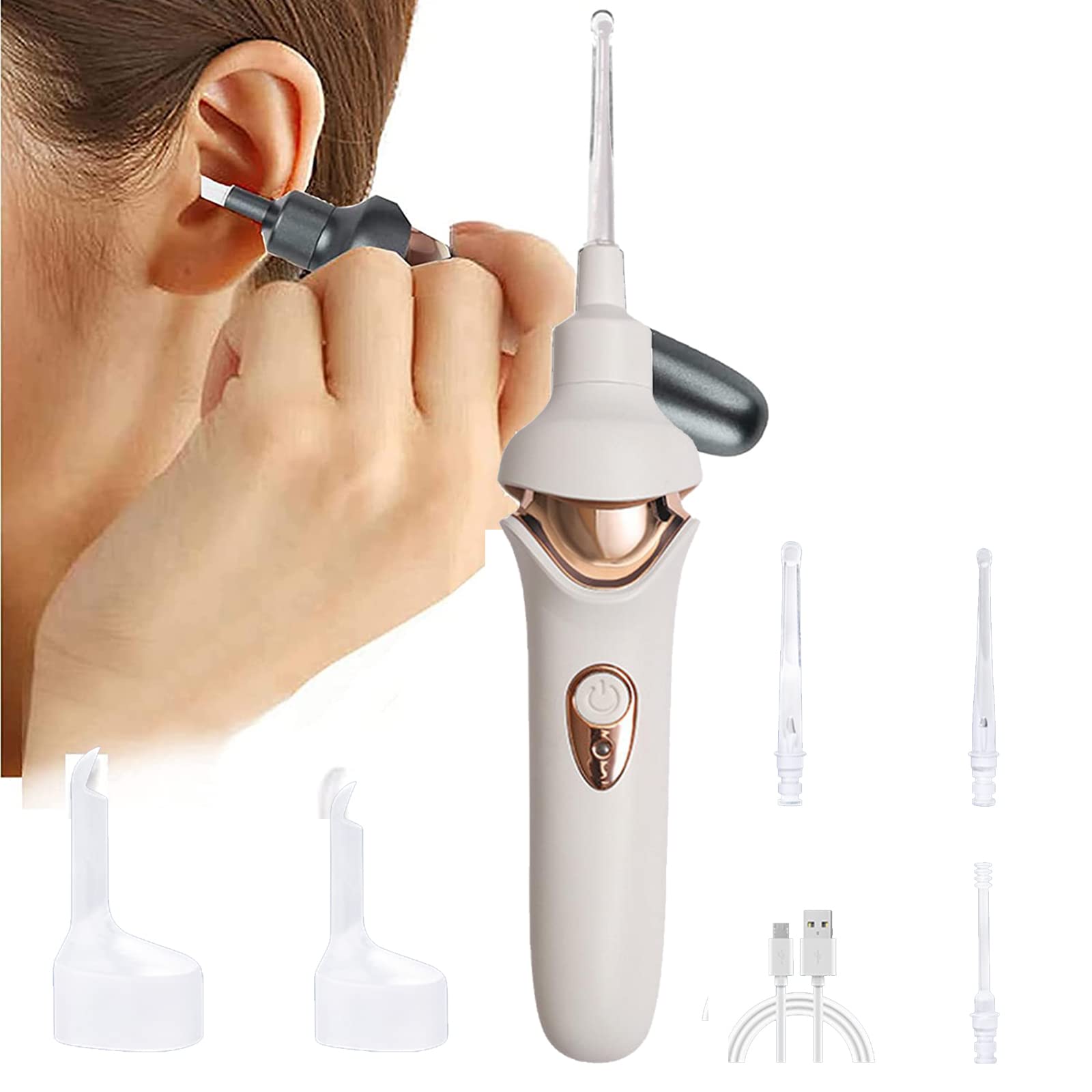 Earwax Remover Kit, Ear Cleaner Ear Vacuum Wax Remover, Painless Soft  Suction Electric Ear Cleaner with LED Light, Safe and Comfortable Silicone  Ear wax Remover Tool with Double Size Head 