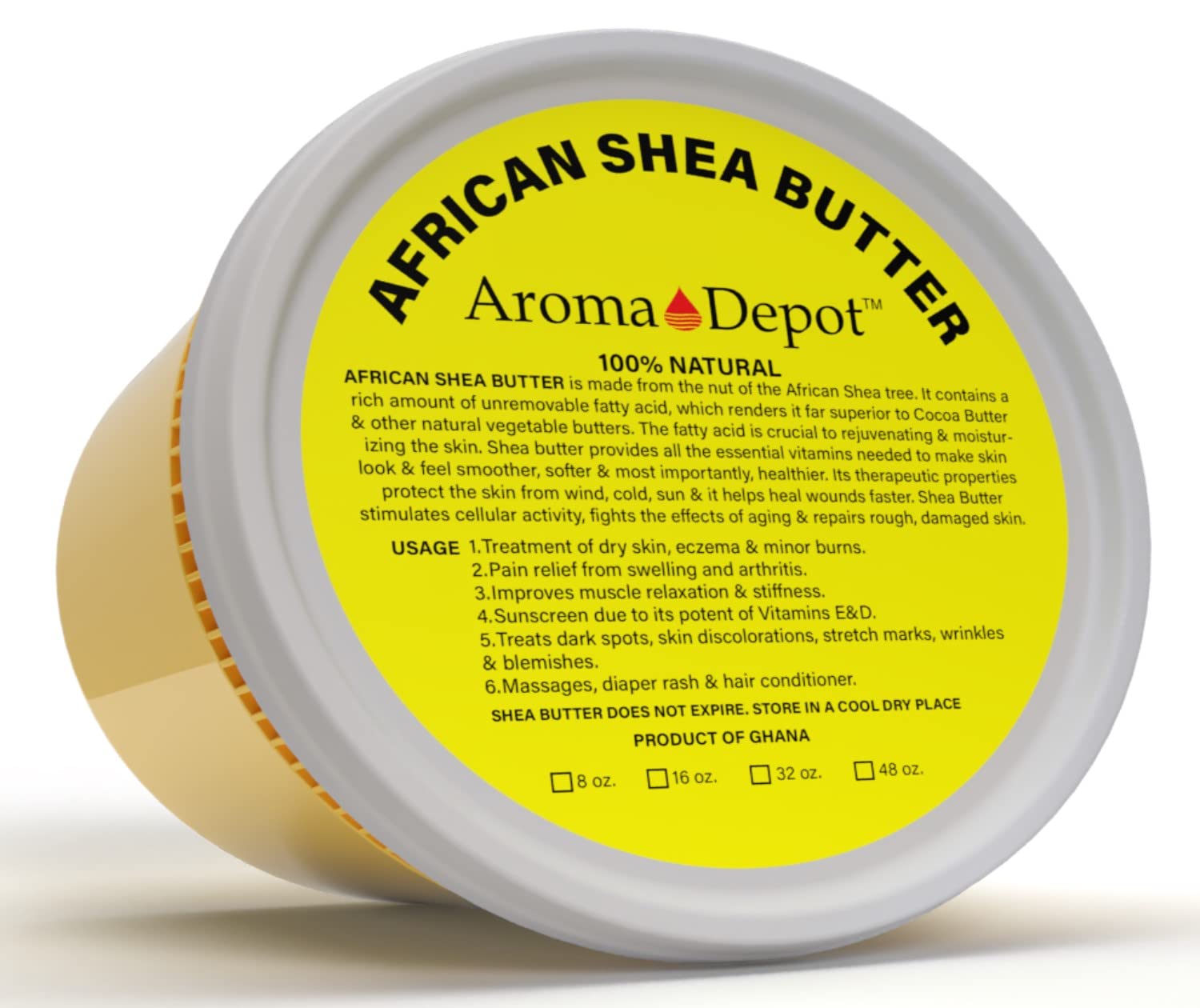 Raw African Shea Butter 16 oz Yellow Grade A 100% Pure Natural Unrefined  Fresh Moisturizing Ideal for Dry and Cracked Skin. Can be use in Body Hair  and Face.