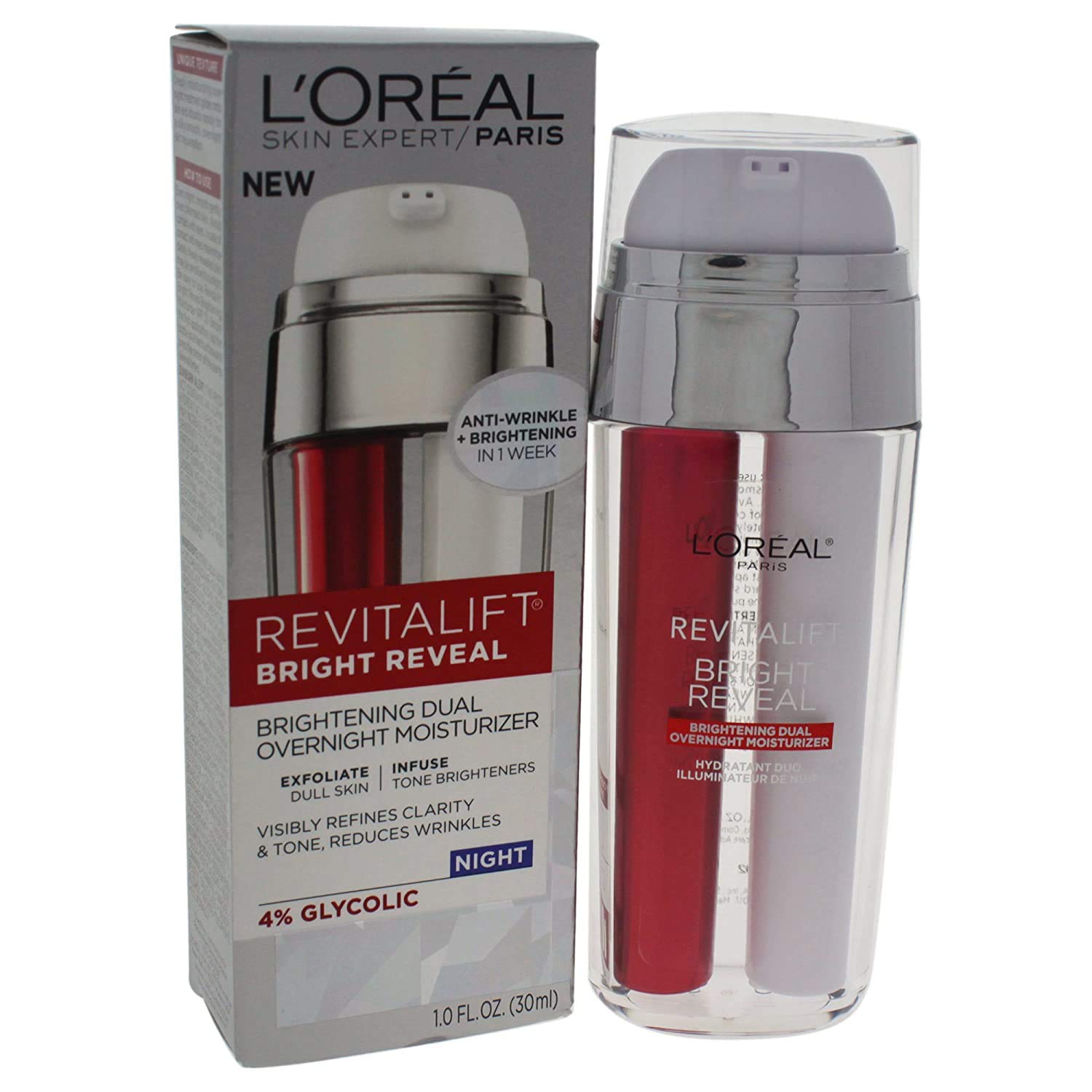 L'Oreal Paris Skincare Revitalift Bright Reveal Facial Cleanser with  Glycolic Acid, Anti-Aging Daily Face Cleanser to Exfoliate Dullness and  Brighten