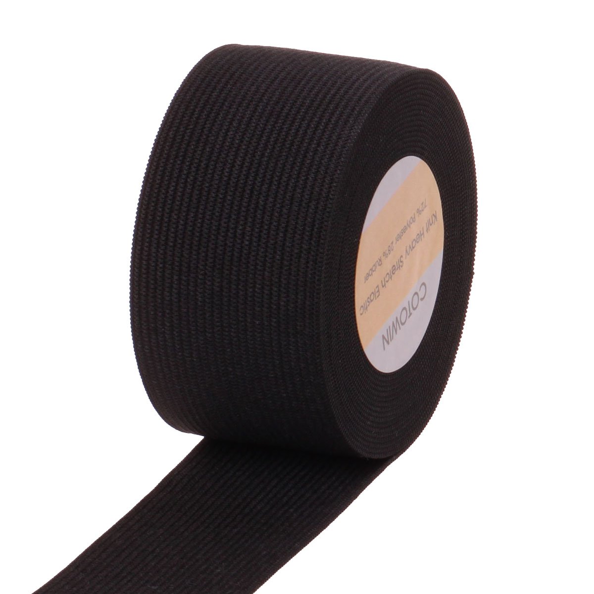 COTOWIN 1.5-inch Wide Black Knit Heavy Stretch High Elasticity Elastic Band  5 Yards