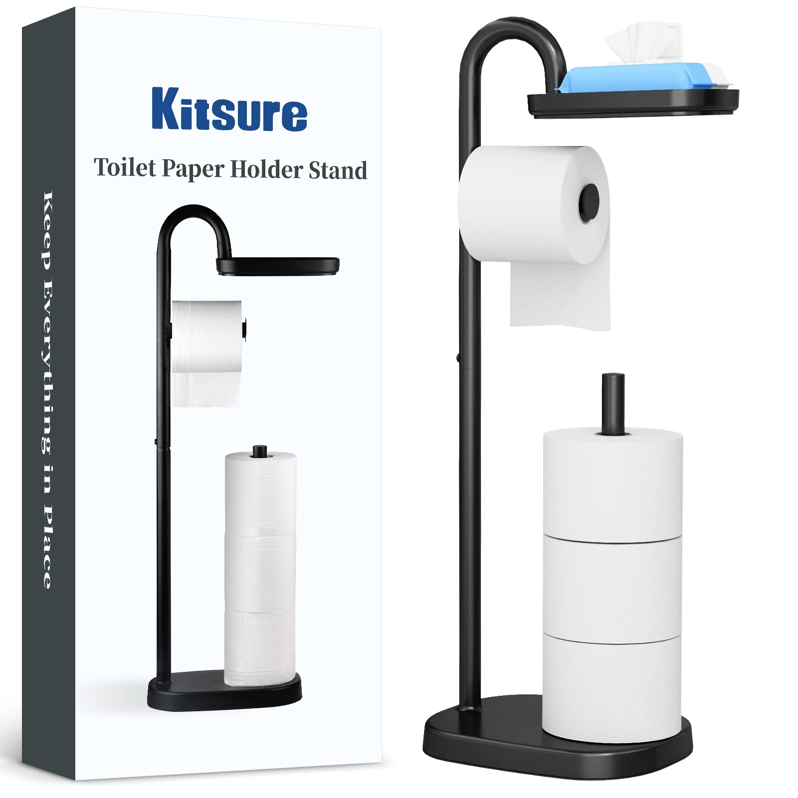 Kitsure Toilet Paper Holder Stand - Free-Standing Toilet Paper Holder with  a Weighted Base, Durable 