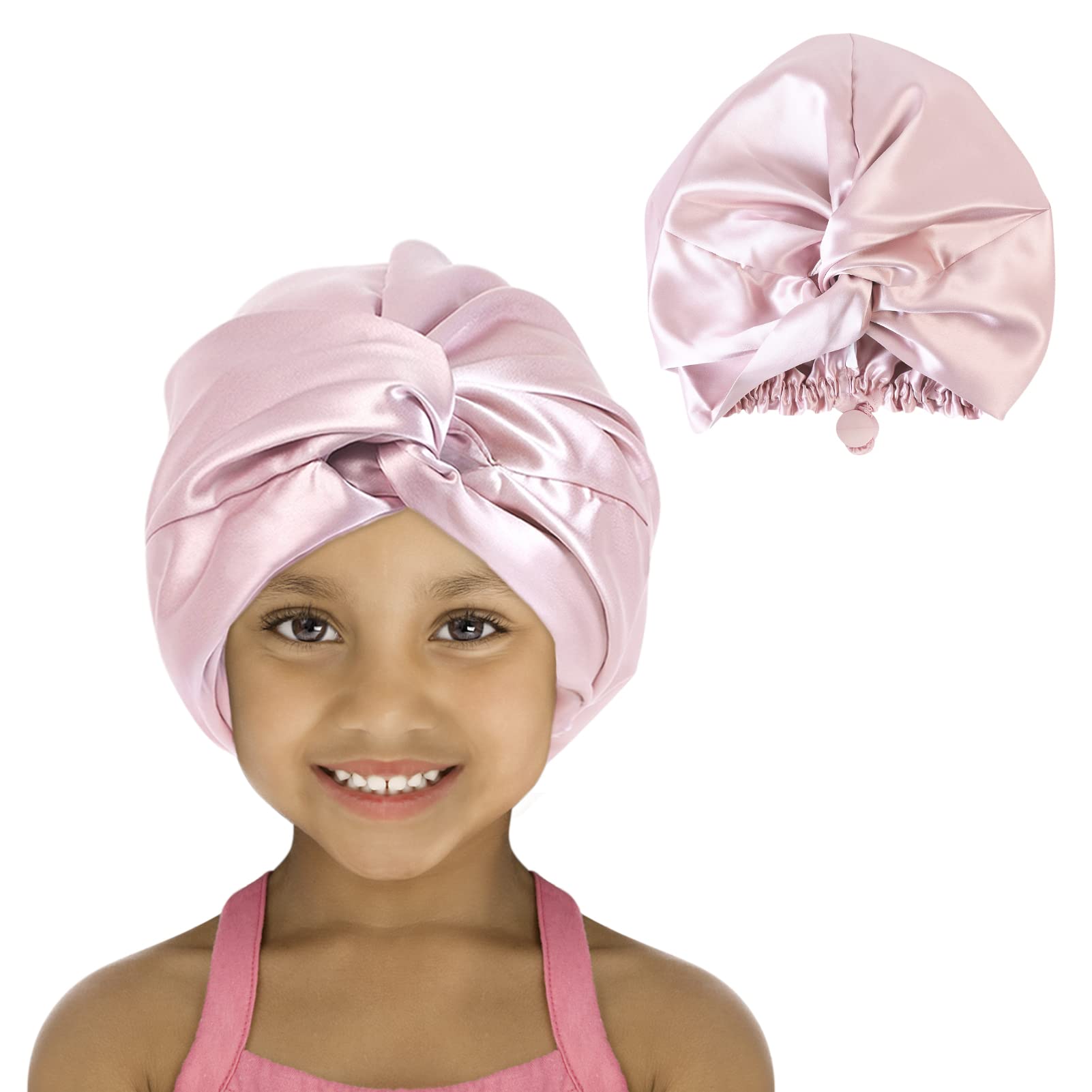  Arqumi Pack of 2 Satin Sleeping Bonnet for Kids, Soft Satin  Sleep Bonnet with Elastic Strap, Adjustable Sleep Cap Hair Bonnet for  Children, Pink+Purple : Beauty & Personal Care