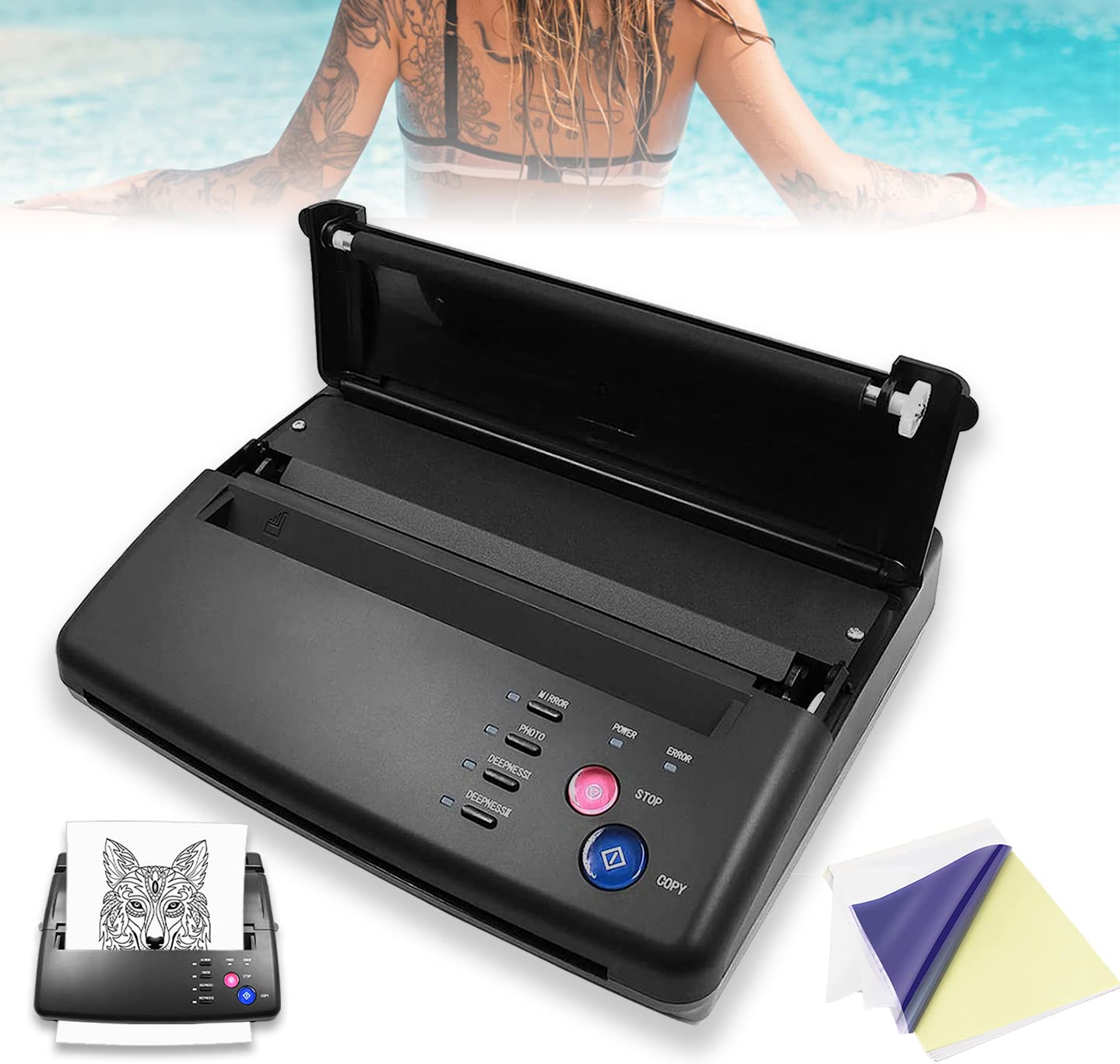 Amazon's Choice 26% off $154.39 Ponek Tattoo Stencil Printer, M08F-A4  Portable Tattoo Printer, Wireless Tattoo Machine, Thermal Printer Tattoo  with 10pcs Tattoo Transfer Paper, Wireless for Smartphone & PC, for Tattoos,  Documents :