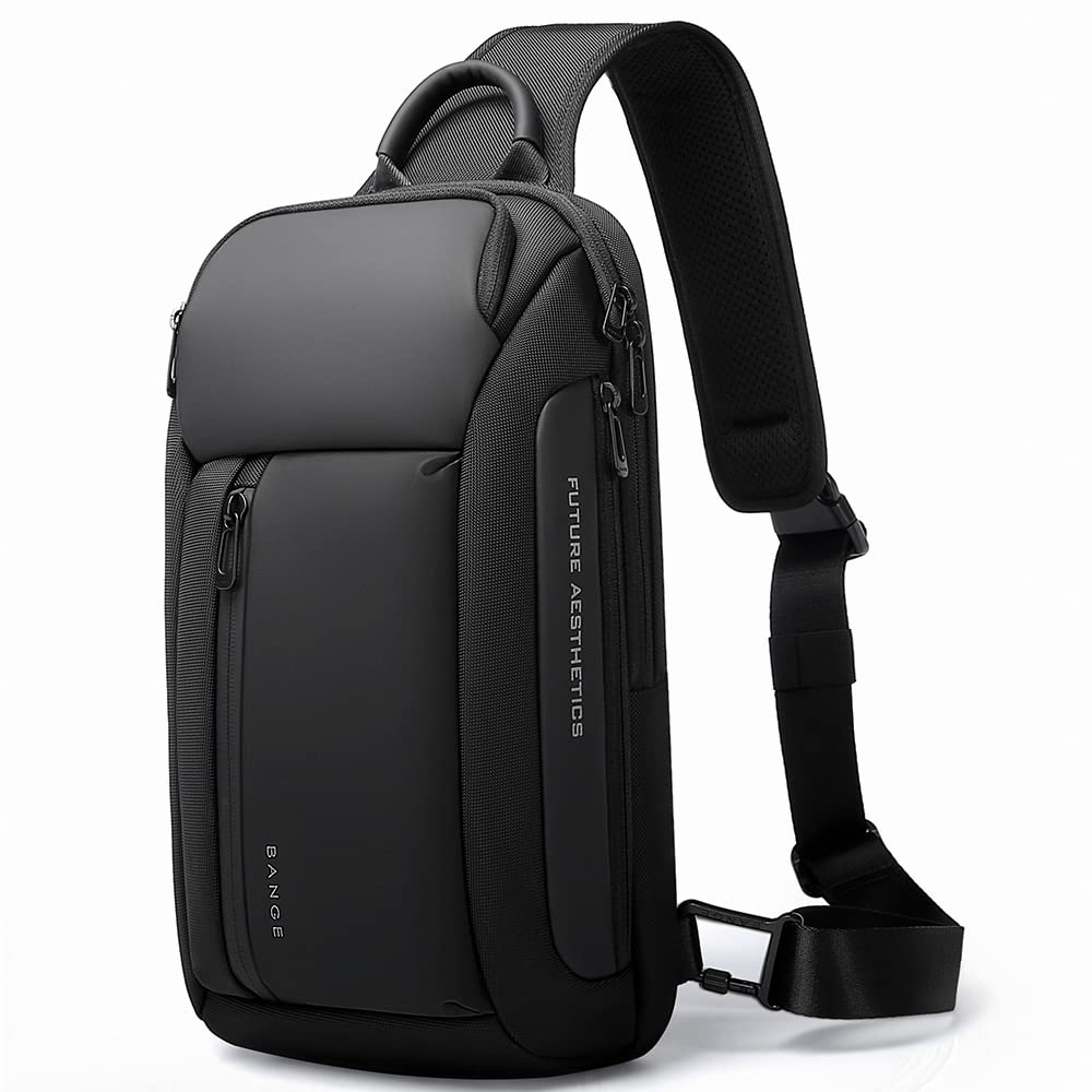 Hard Shell Sling Crossbody Bag Shoulder Bags for Men Black USB Charging  Crossbody Bags Water Repellent Casual Travel Messenger Bag