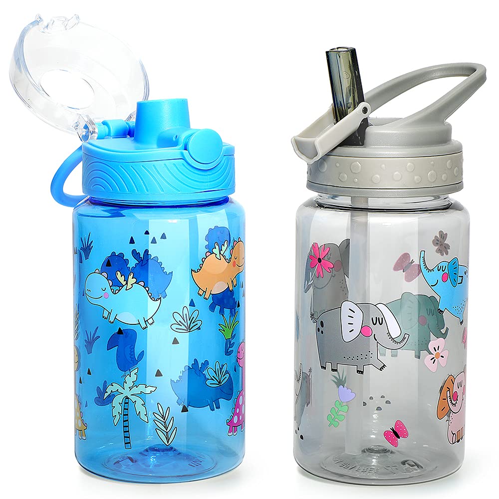 Home Tune 16oz Kids Water Drinking Bottle - Tritan BPA Free Auto Flip Chug  Lid Sip Straw Lid Carry Loop Lightweight Leak-Proof Water Bottle Cute  Design Girls & Boys - 2 Pack