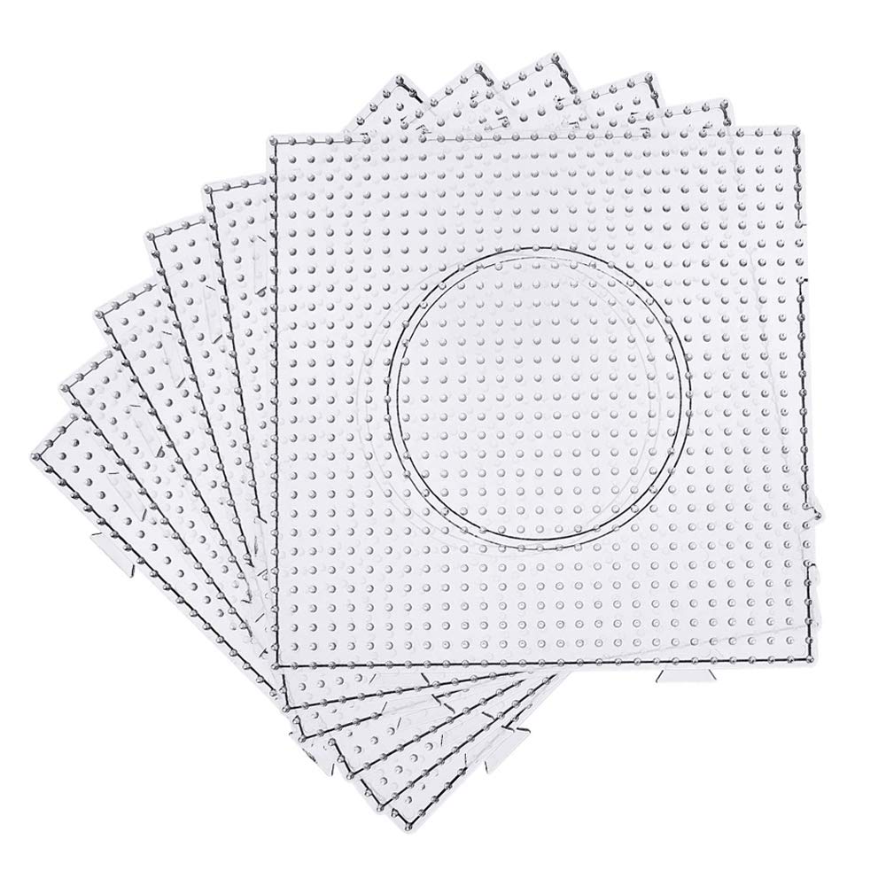 9pcs 5mm Large Square Fuse Beads Pegboards Plastic Beads Boards with  Ironing Paper, Beads Tweezers for Kids Craft Beads