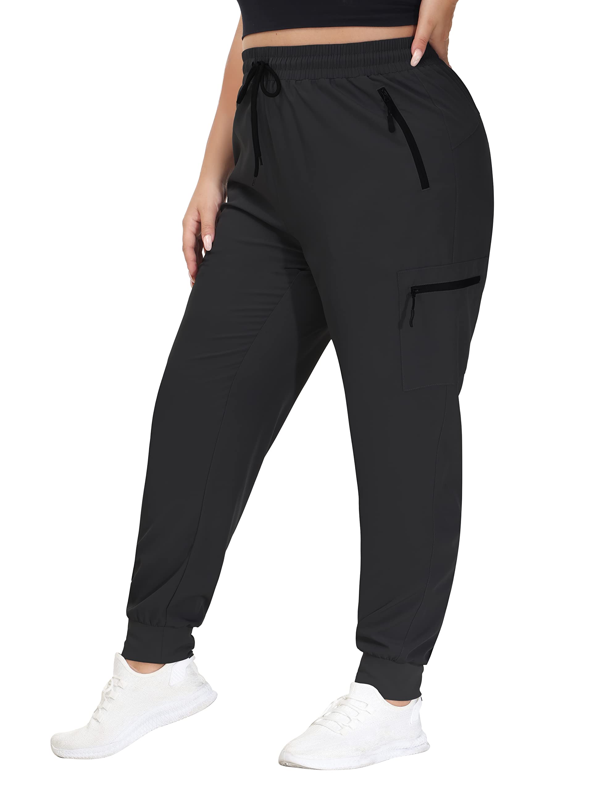 St Johns Bay Womens Active Pants Size 10 36 x 31 Cargo Black Zipper Pockets