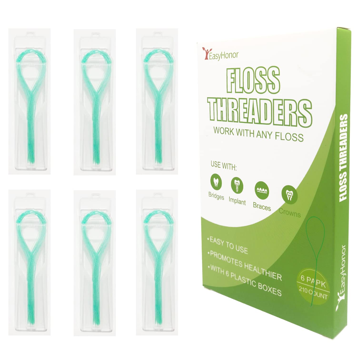 EasyHonor Dental Floss Threaders for Braces, Bridges, and Implants ...