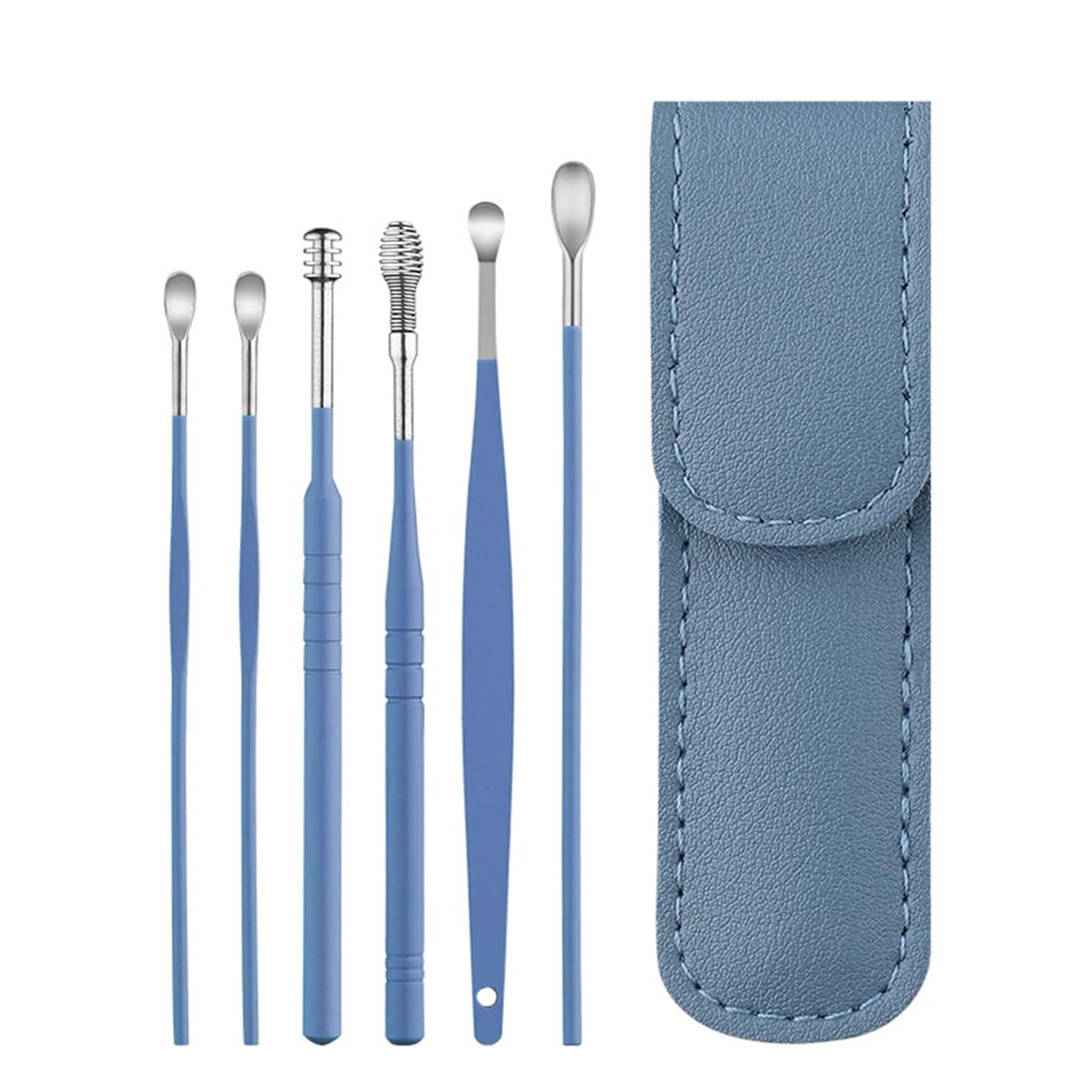 Stainless Steel Ear Cleaning Kit - 6 Pcs Ear Pick & Wax Removal Tool ...