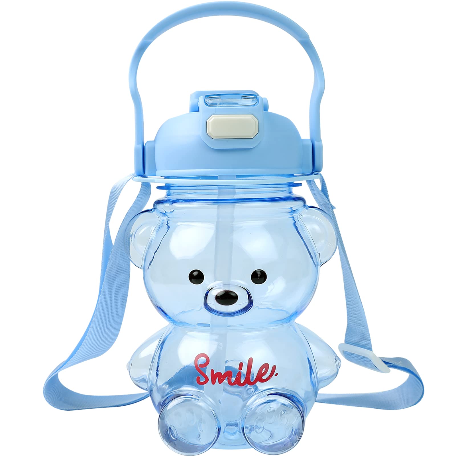 Kawaii Bear Straw Bottle,Portable Large Capacity 32 oz Bear Water Bottles  with Strap and Straw,Cute Bear Shaped Water Bottle Adjustable Removable –  Yaxa Store