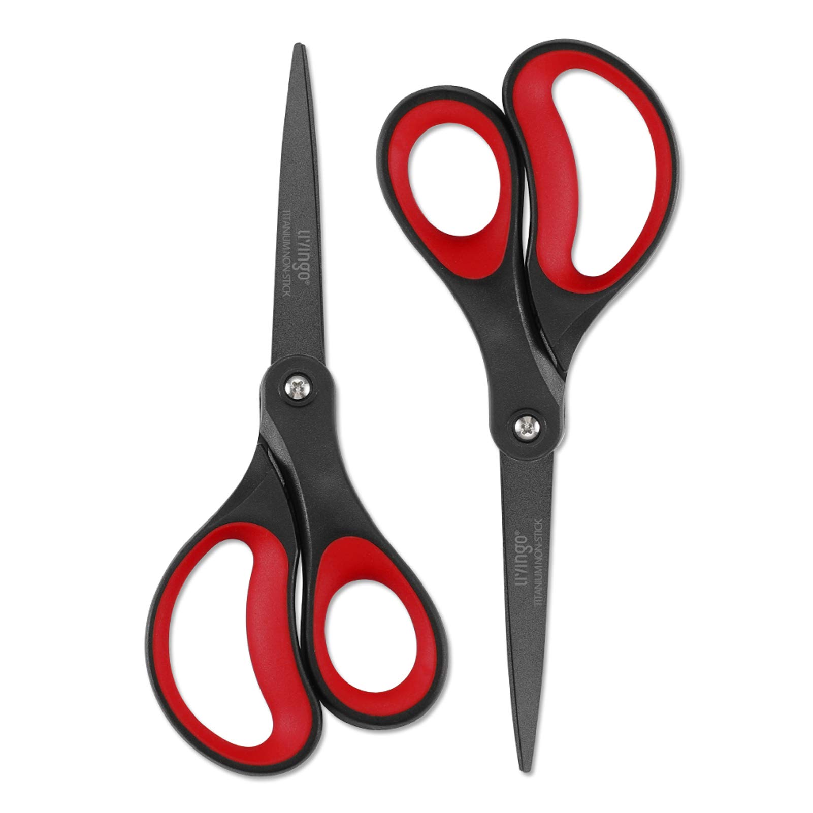 LIVINGO Scissors 7 Inch All Purpose Titanium Scissors Bulk 2 Pack,  Left/Right Handed, Forged Stainless Steel Sharp Blade Shears Multipurpose  for Home