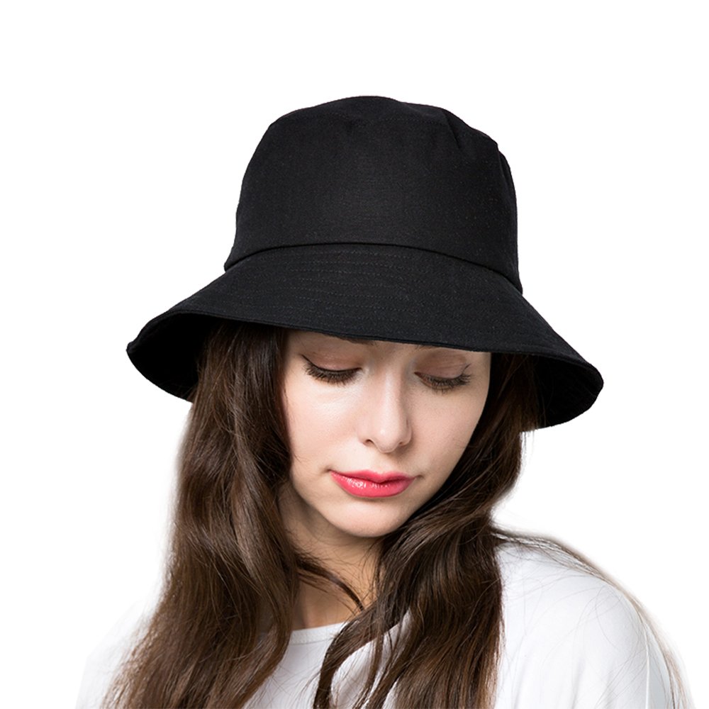 tuduomz Women Trendy Sun Bucket Hat Cotton Hats Teens Girls Wide Brim  Floppy Summer Beach Caps Cute Fedora Hat UV Protection