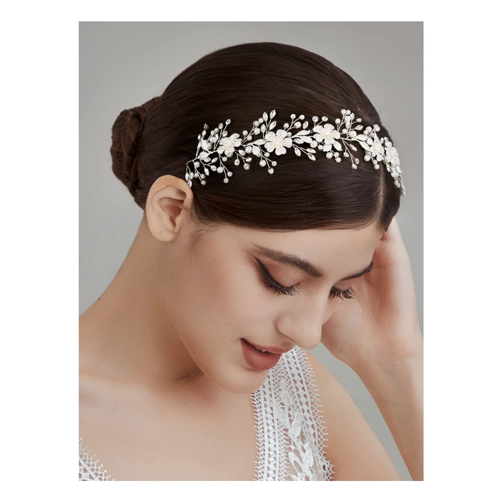 SWEETV Silver Bridal Headpiece for Wedding Crystal Bridal Headband