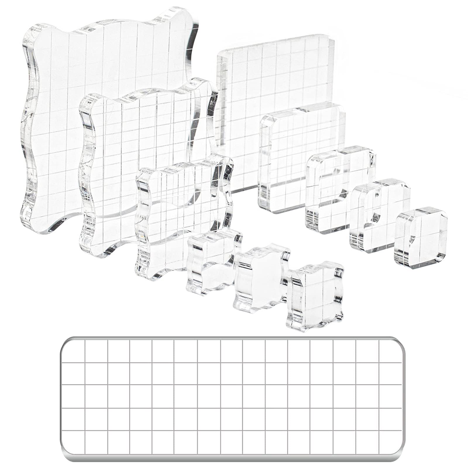 6 Pcs Acrylic Stamp Block Clear Stamping Blocks Tools With Grid