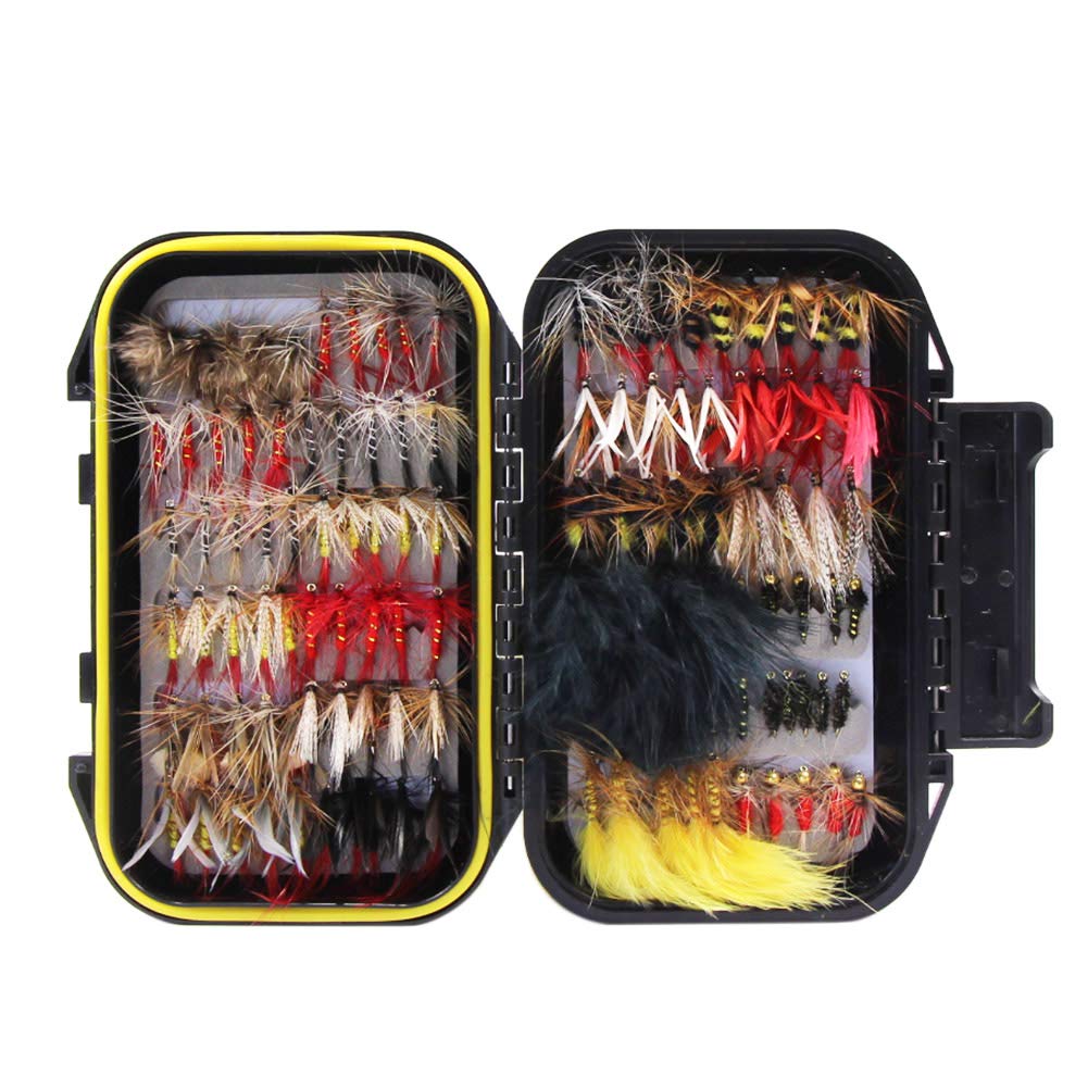 Croch 120pcs Dry Flies Wet Flies Flies Box Set Mix Designs Fishing