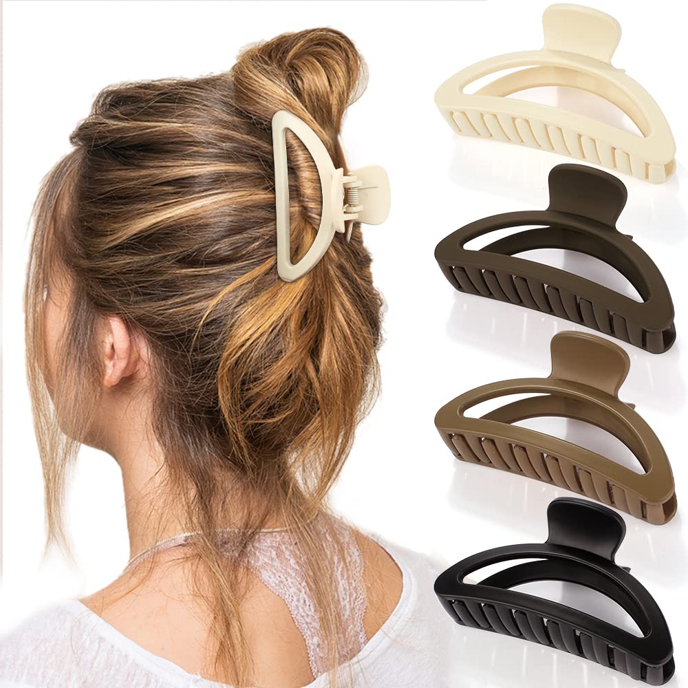 Canitor Hair Clips for Women 4Pcs Neutral Claw Clips Hair Clips for Thin  Hair Medium Hair Clips Matte Claw Clips for Thin Hair Semicircle Hair Clips  for Thick Hair Cute Small Hair