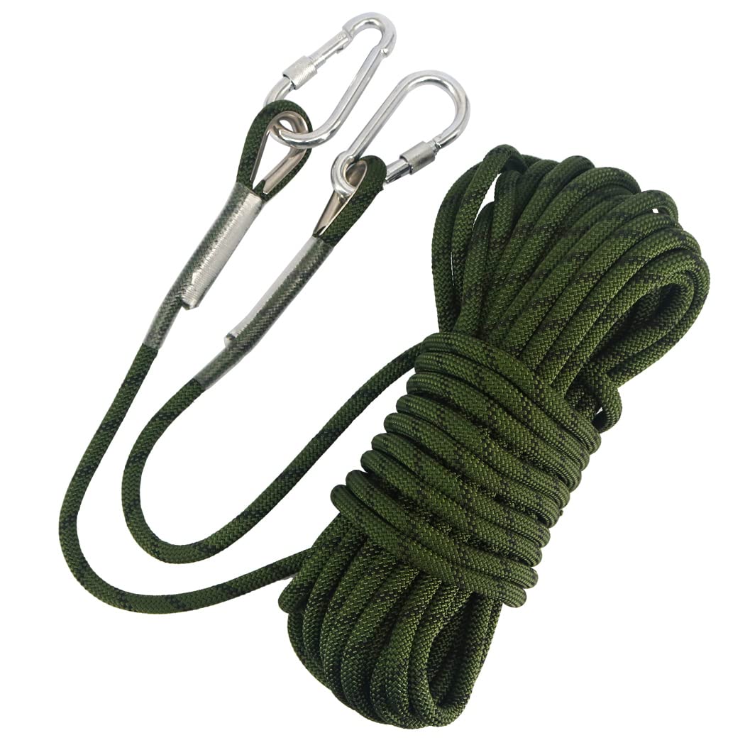 Climbing Rope With Static Safety Carabiner 10Mm Polyester Rescue  Mountaineering Rope For Hiking Mountaineering Mountain 10M 