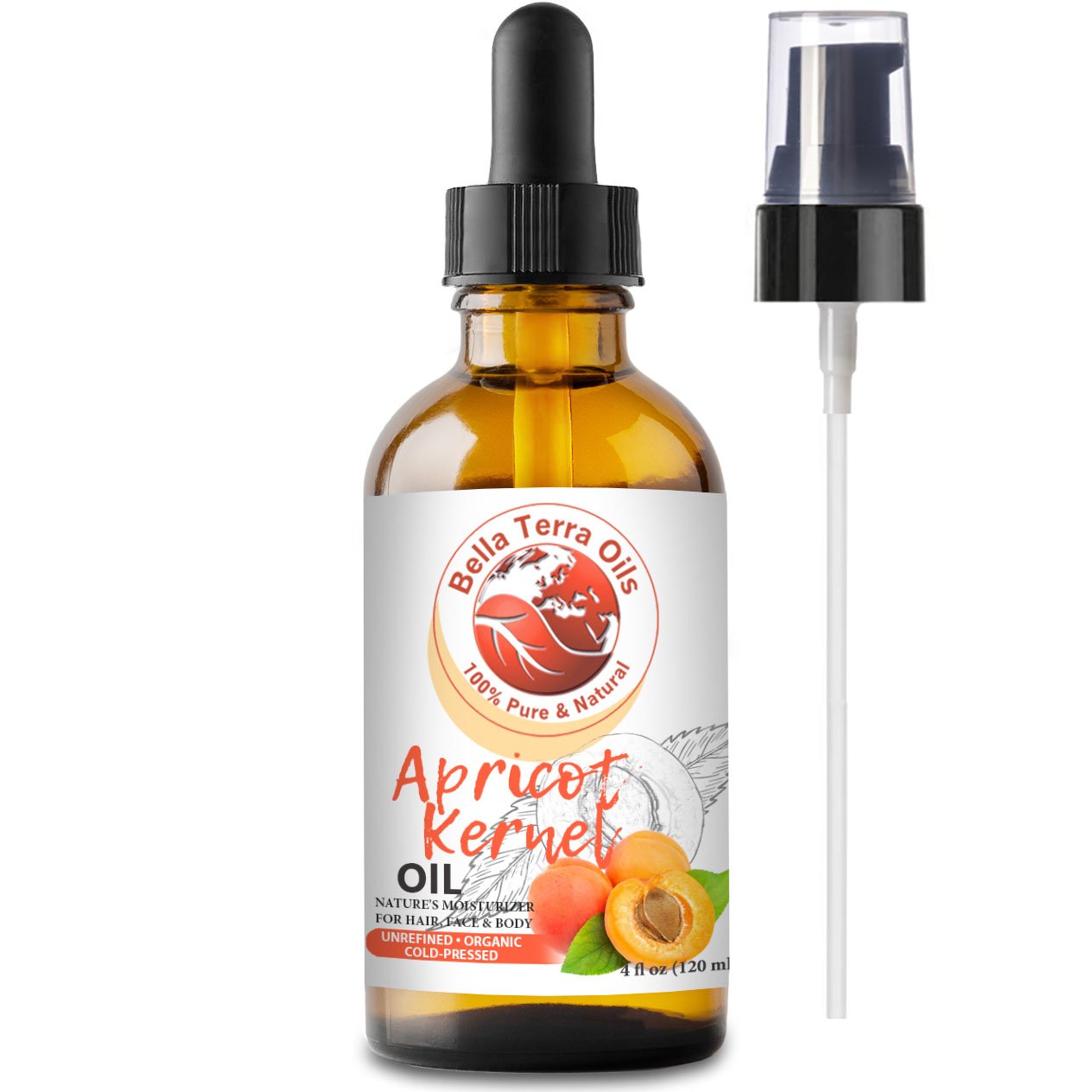 Apricot Kernel Oil 4 fl oz | Moisturizing Oil for Face, Hair, Skin, & Nails